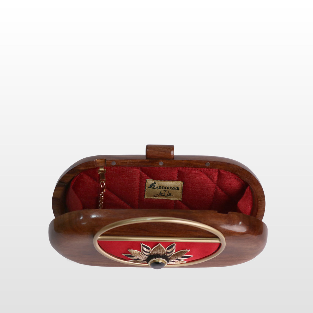 Handcrafted Luxe Lotus Gemstone Oval Box Clutch