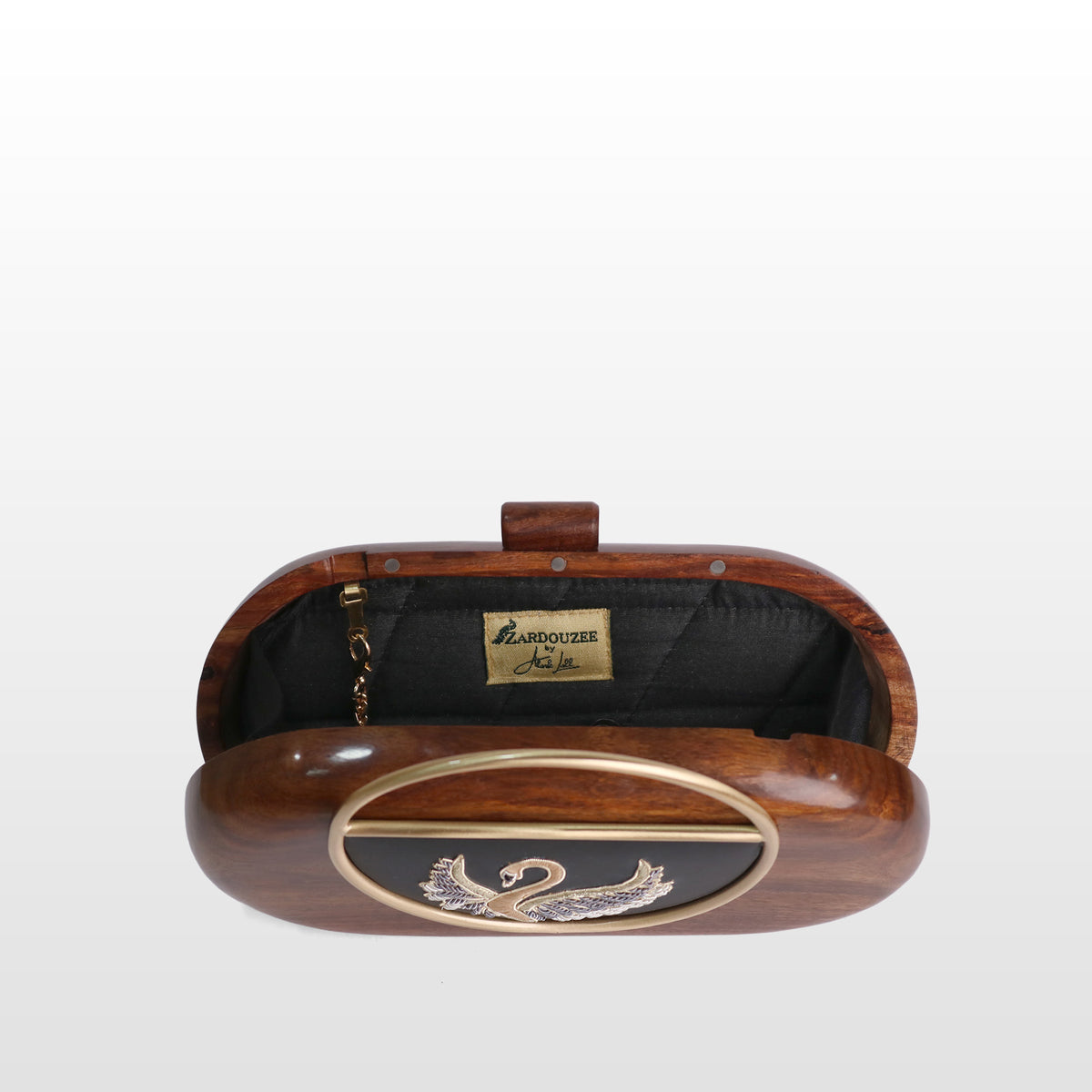 Handcrafted Luxe Swan Oval Box Clutch