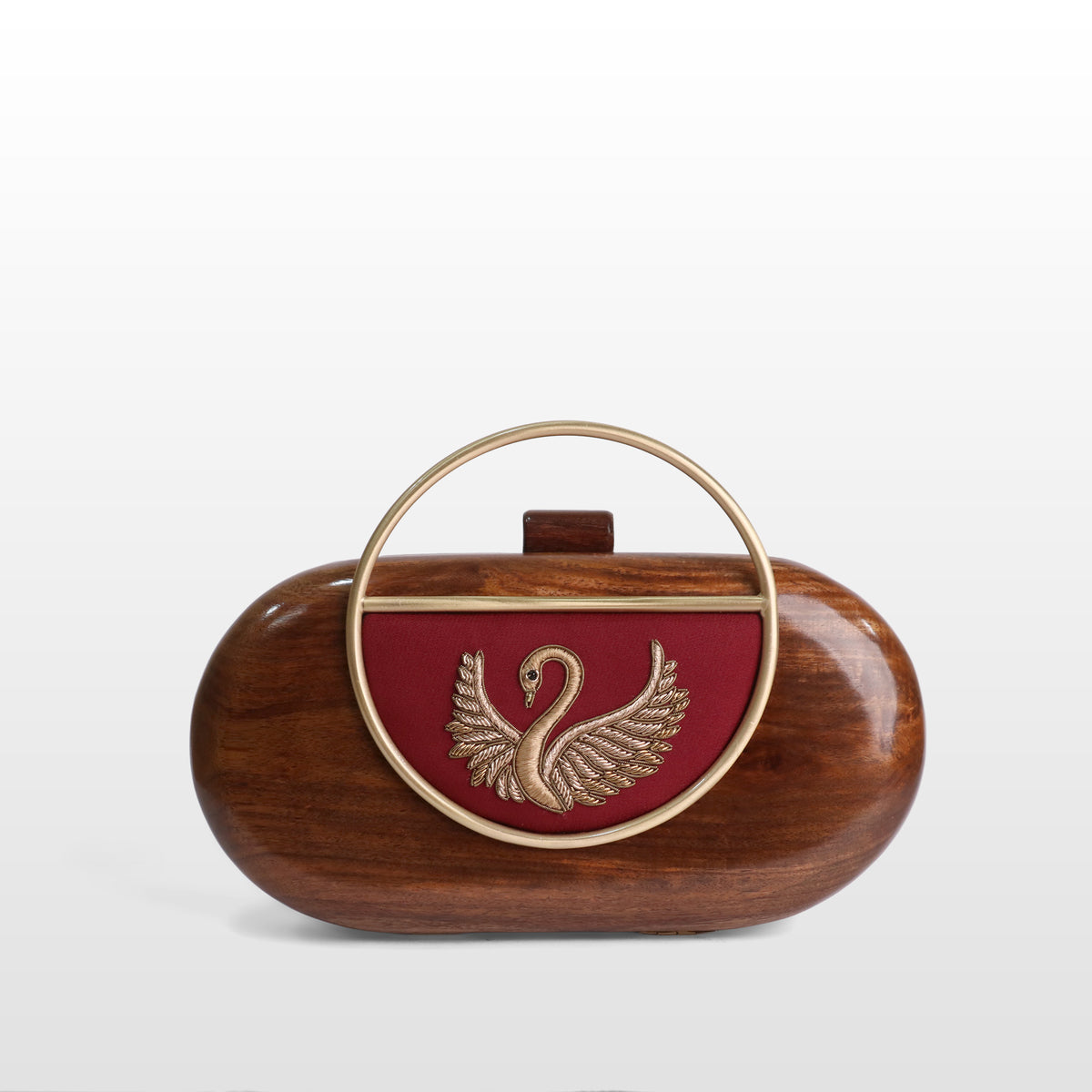Handcrafted Luxe Swan Oval Box Clutch