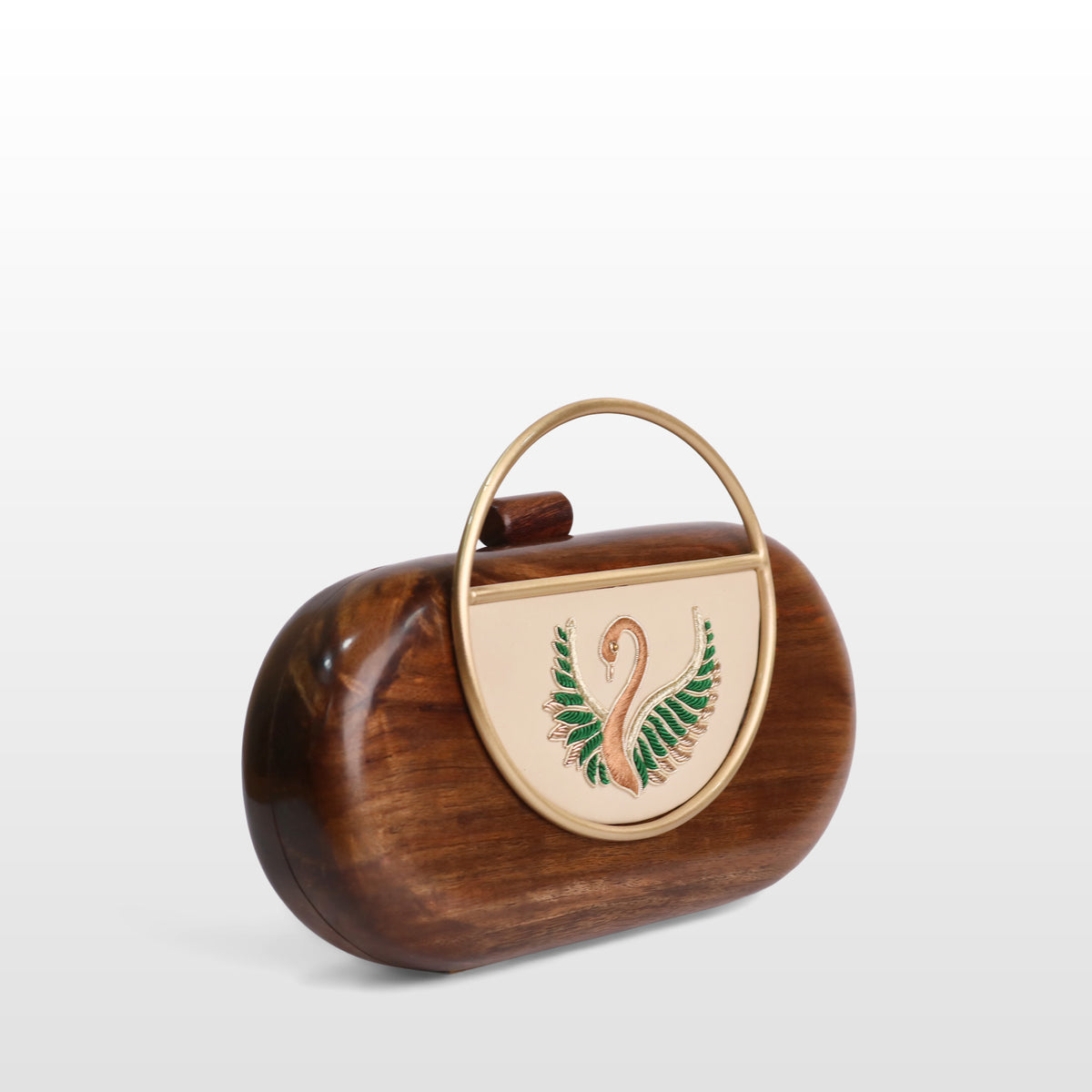 Handcrafted Luxe Swan Oval Box Clutch