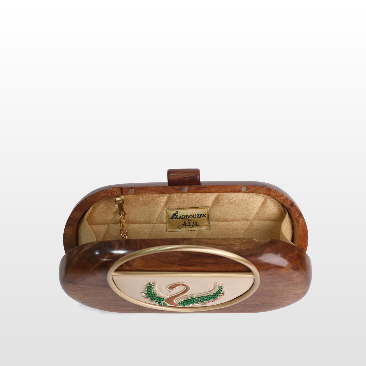 Handcrafted Luxe Swan Oval Box Clutch