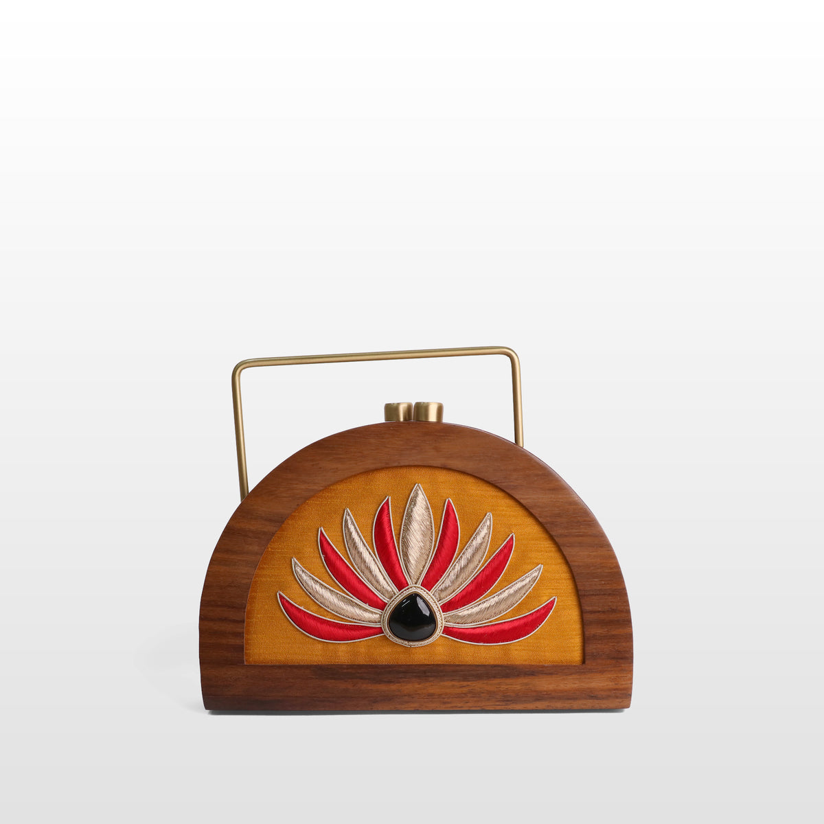 Handcrafted Luxe Lotus Gemstone Half Moon Bag