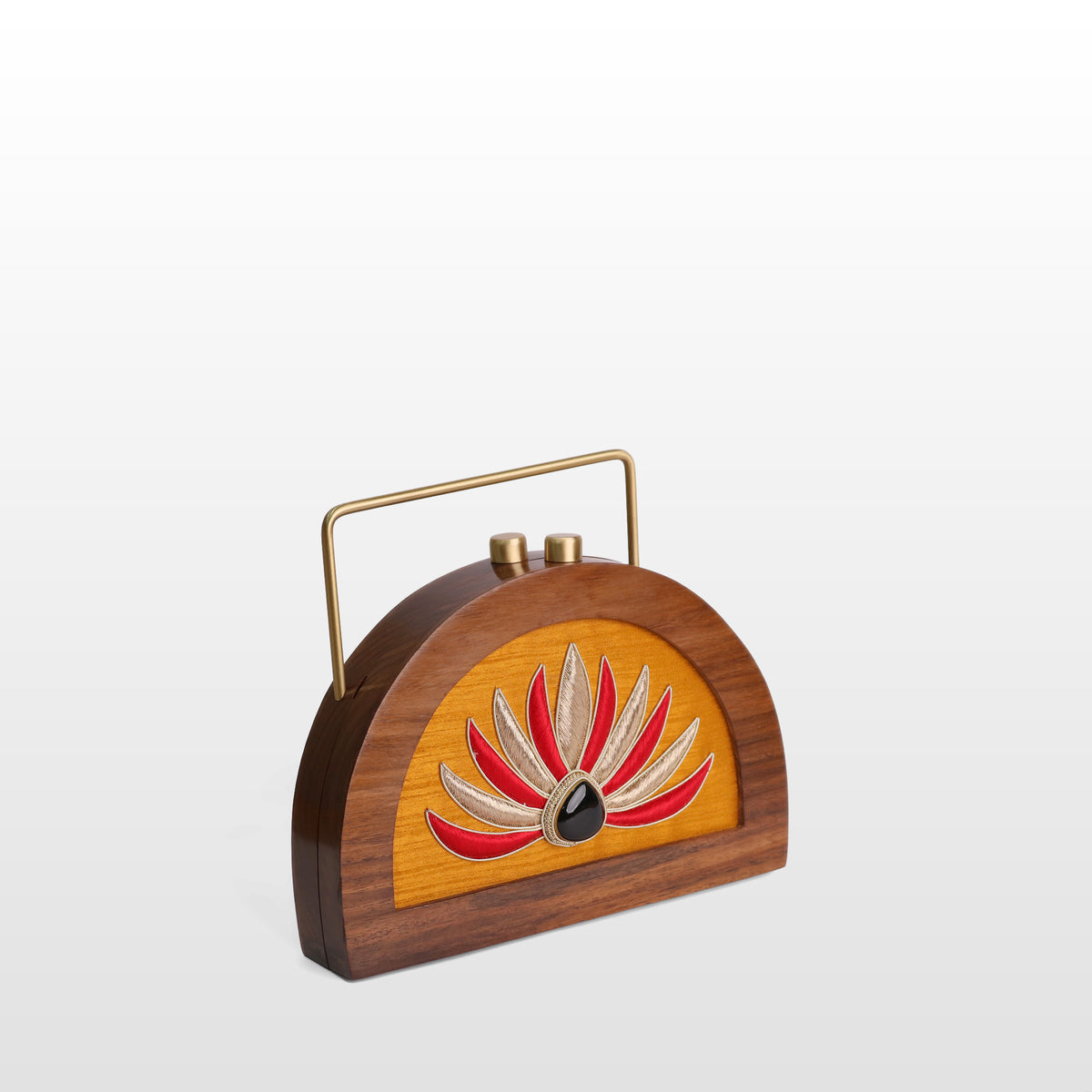 Handcrafted Luxe Lotus Gemstone Half Moon Bag