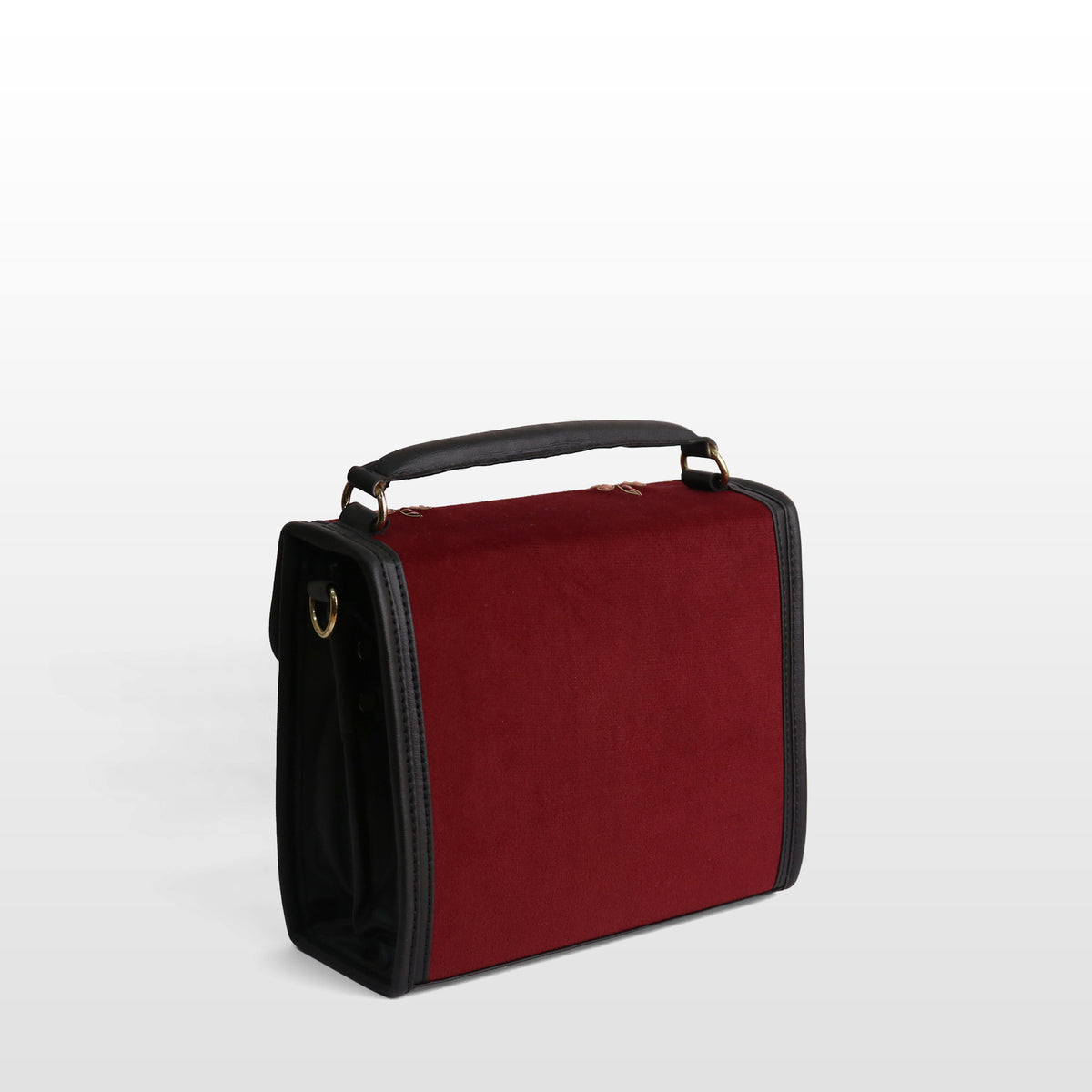 Women Maroon Valvet Tiger Eye Satchel