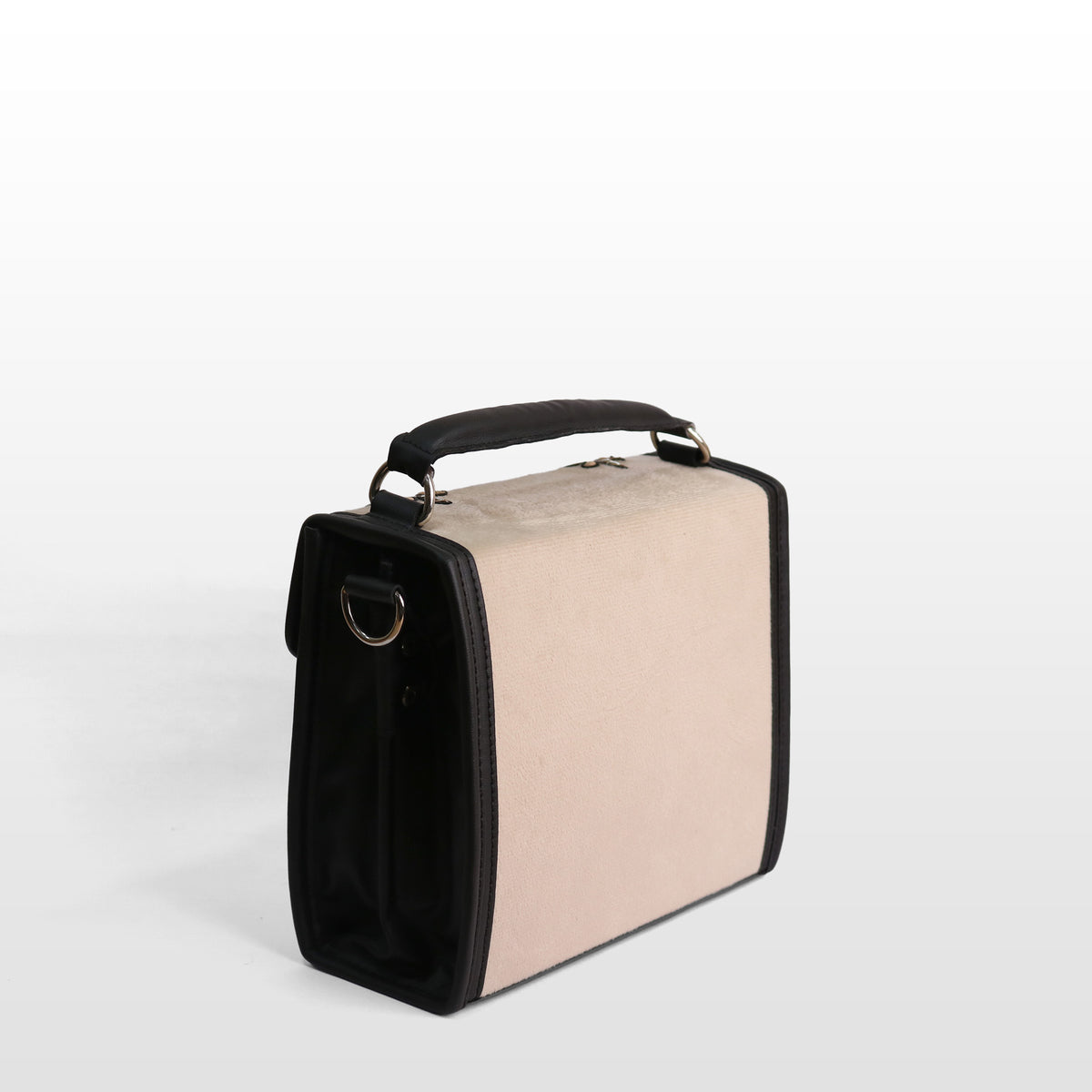 Women Off-White Velvet Onyx Satchel