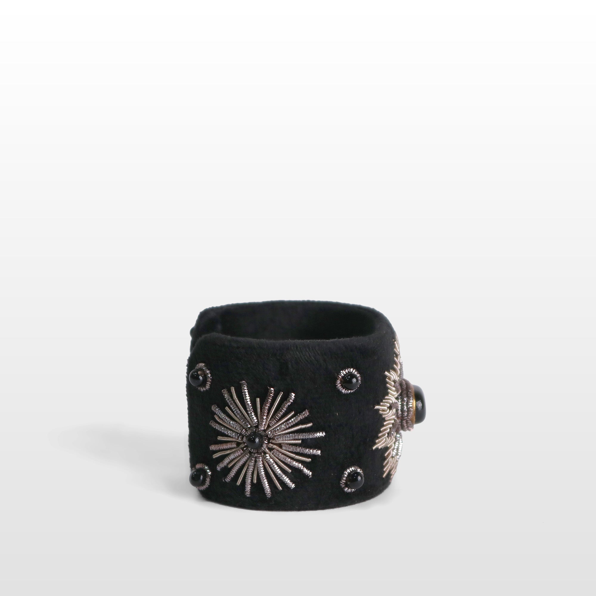 Black Velvet Onyx Wide Cuff Bracelet