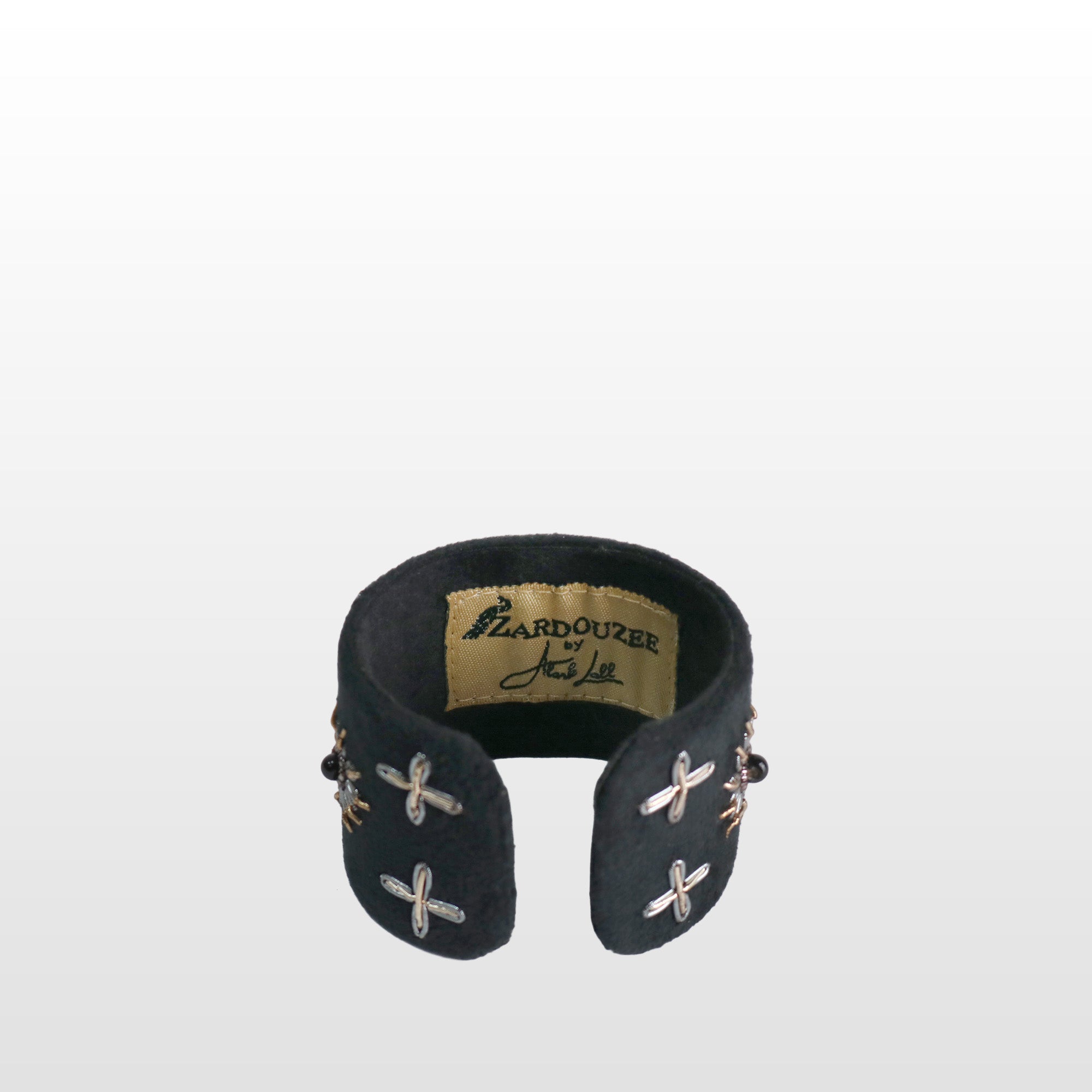 Handcrafted Black Velvet Zardozi Cuff Bracelet