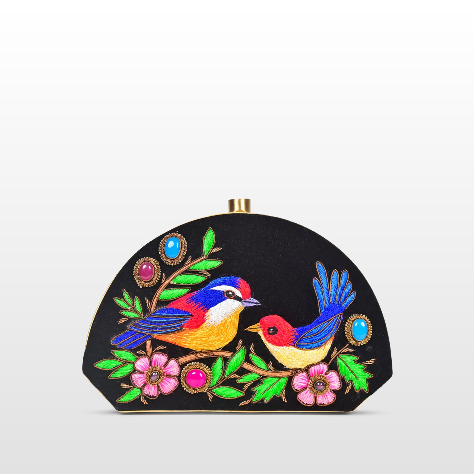 Woven Wings Love Birds Velvet Clutch