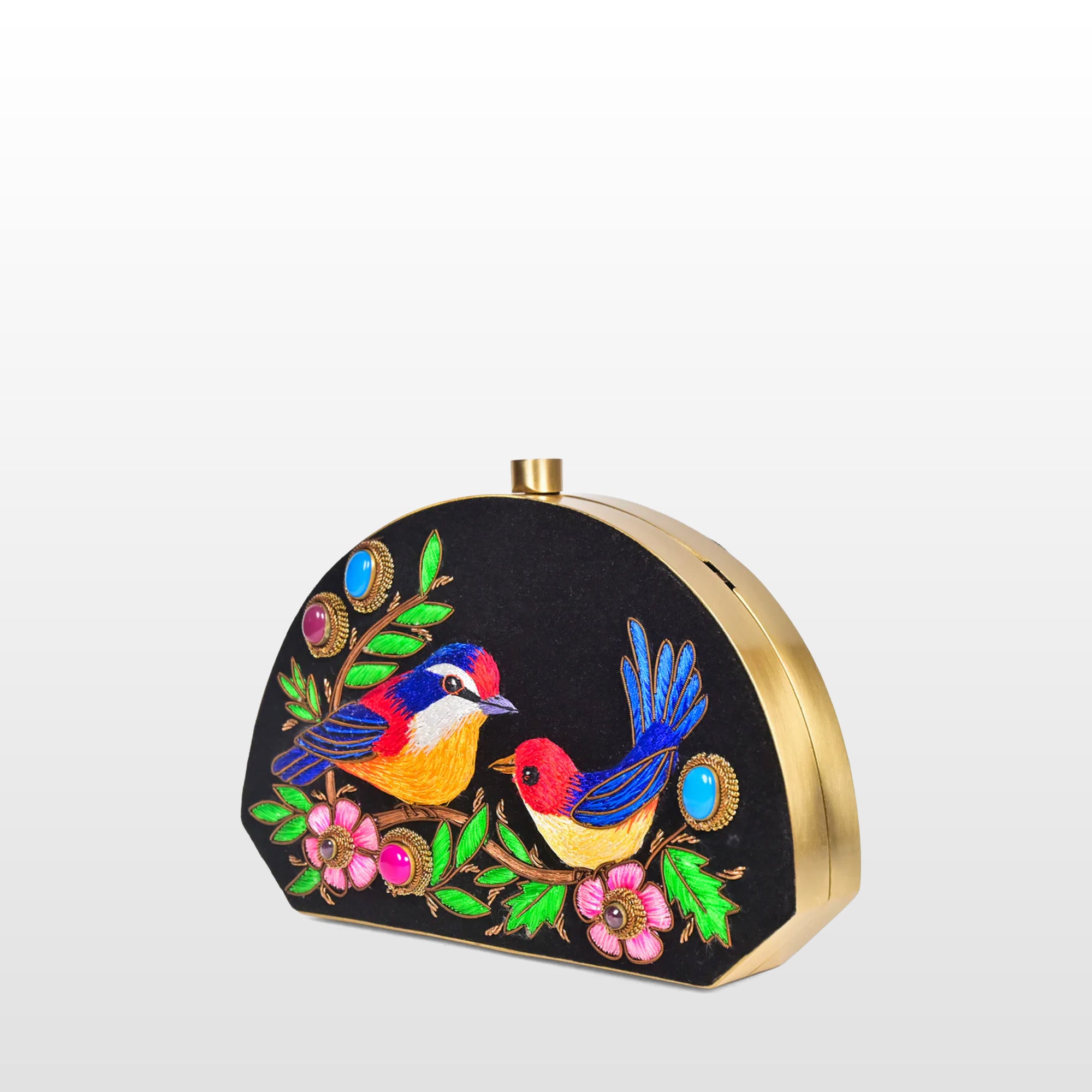 Woven Wings Love Birds Velvet Clutch