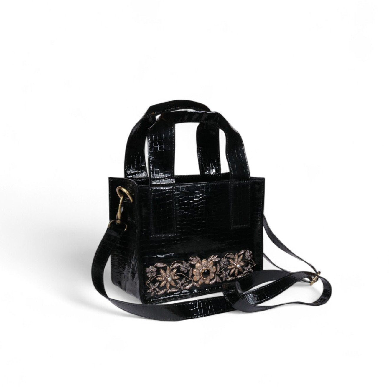 Garden of Gold Leatherite Tote - Black image