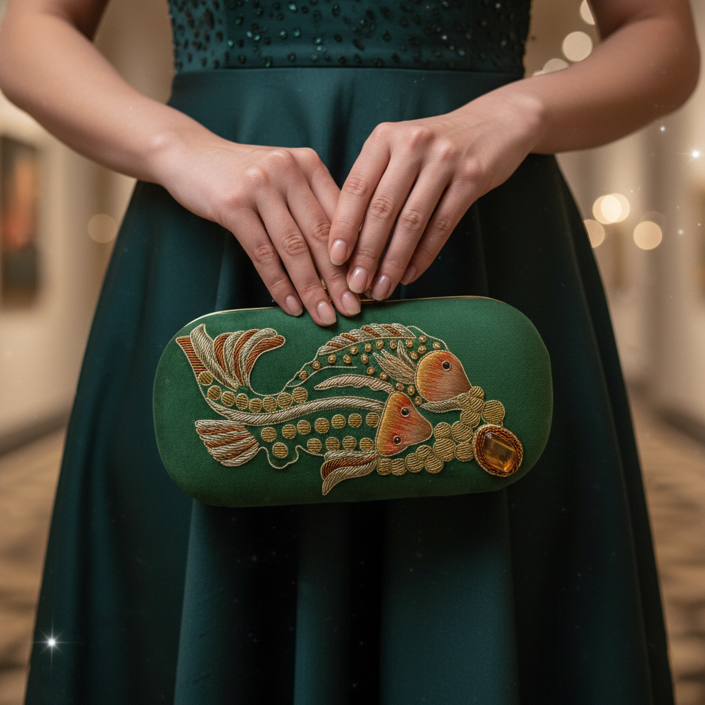 Verde Dazzle Piscean Whispers Velvet Elegance Clutch image 0