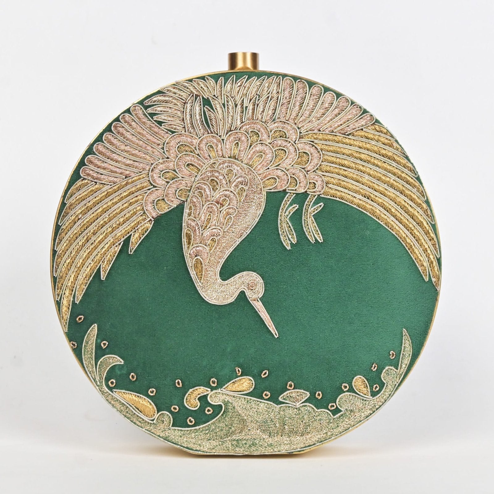 Opulent Green Swan Clutch - Bottle Green image