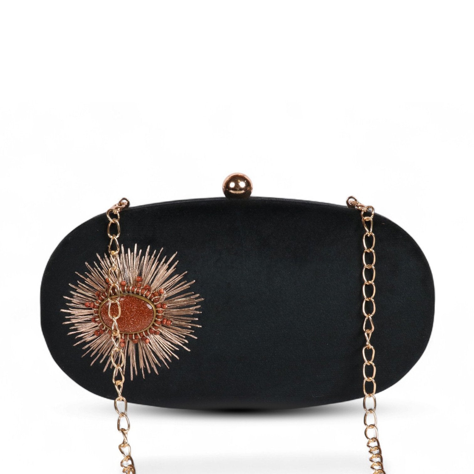 Siyah Noor – Royal Embroidered Velvet Clutch - Black image