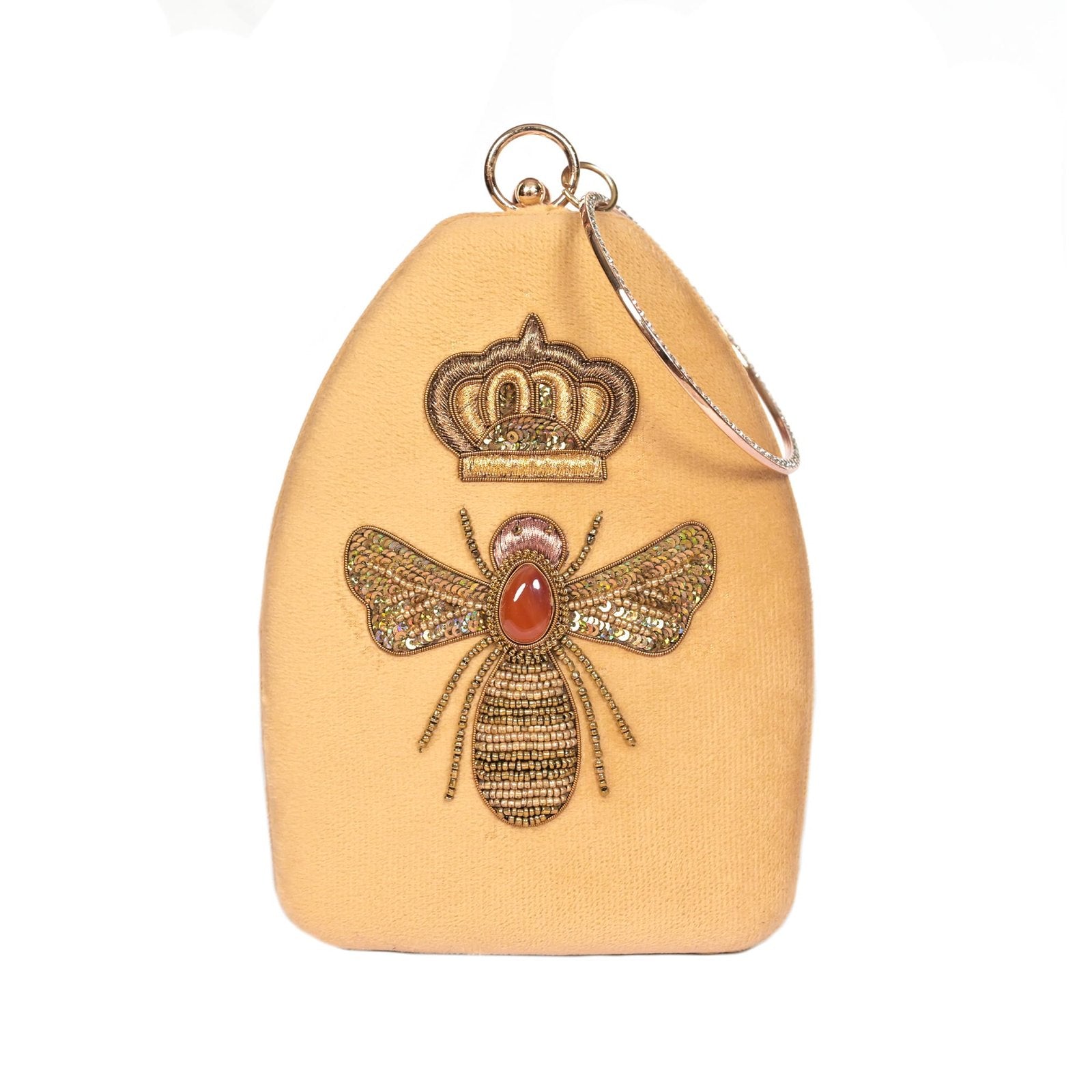 ZarRani Velvet Clutch - Beige image