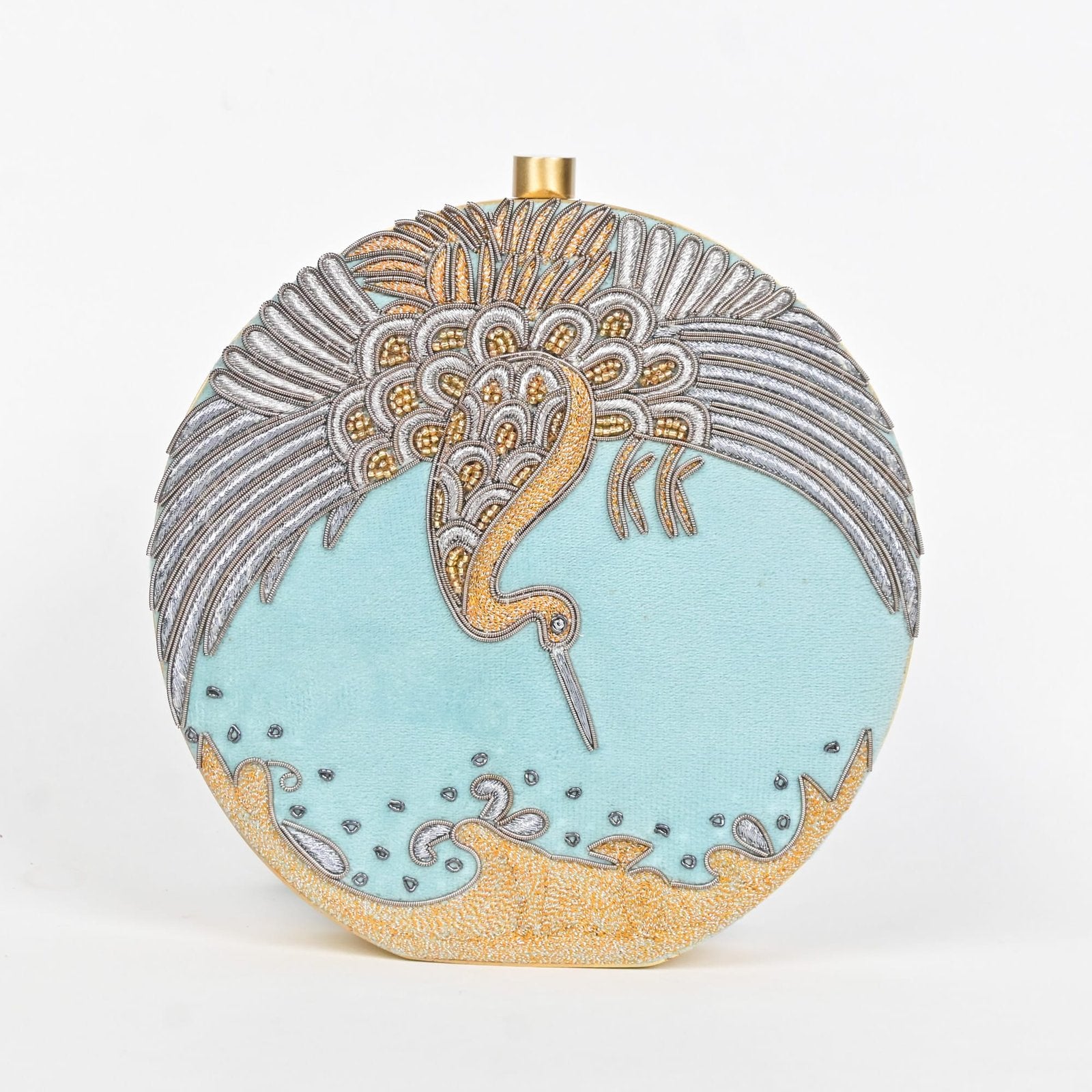 Opulent Green Swan Clutch - Sky Blue image