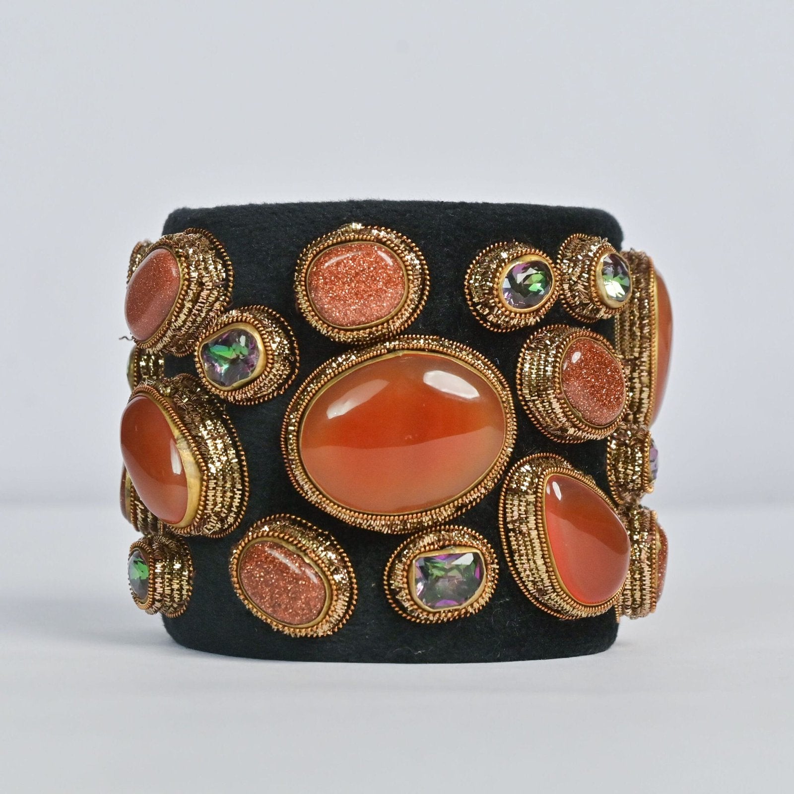 Noir Luxe Velvet Gem Zardosi Spark Hand Bracelet image 1