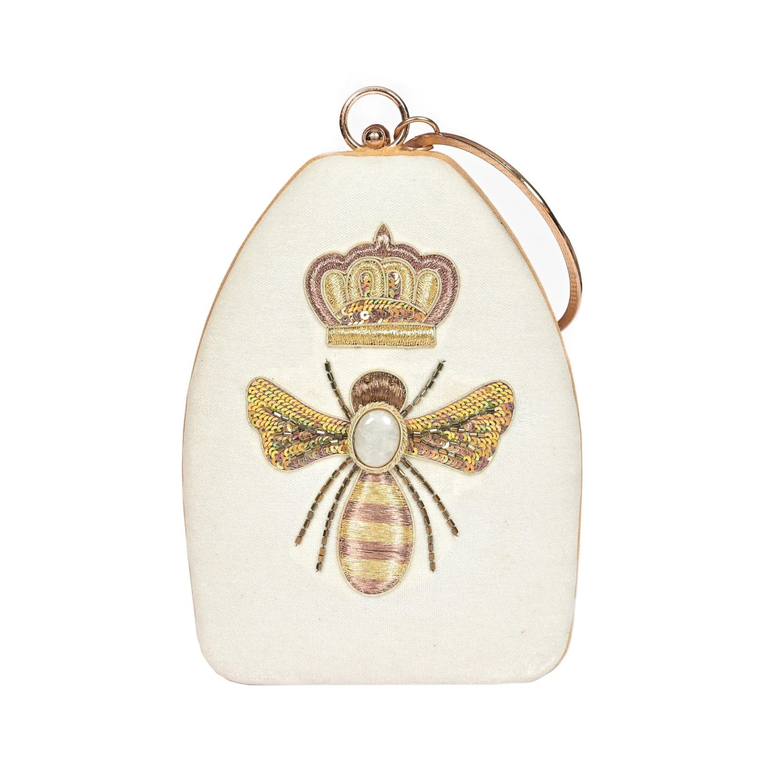 ZarRani Velvet Clutch - White image