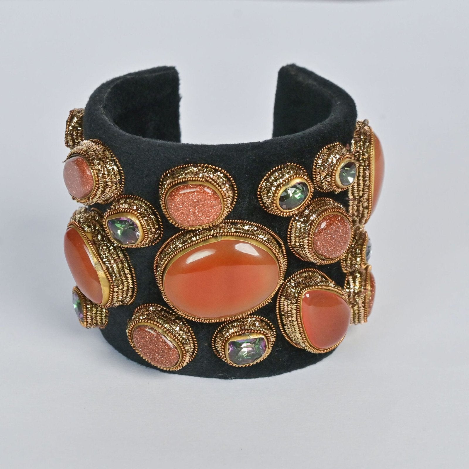 Noir Luxe Velvet Gem Zardosi Spark Hand Bracelet image 0