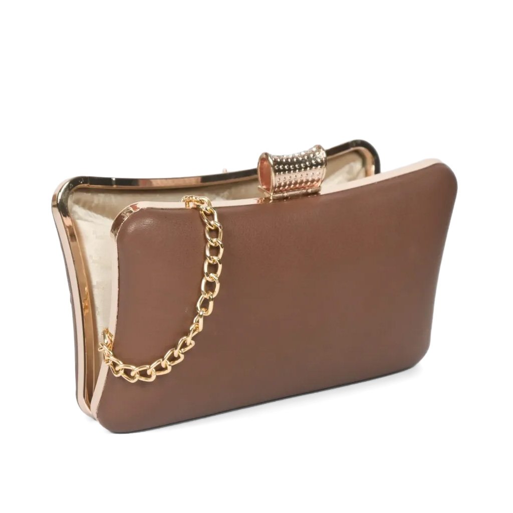 Artisan Elegance: Brown Leather Clutch with Floral Zardosi and Precious Gemstones image 6