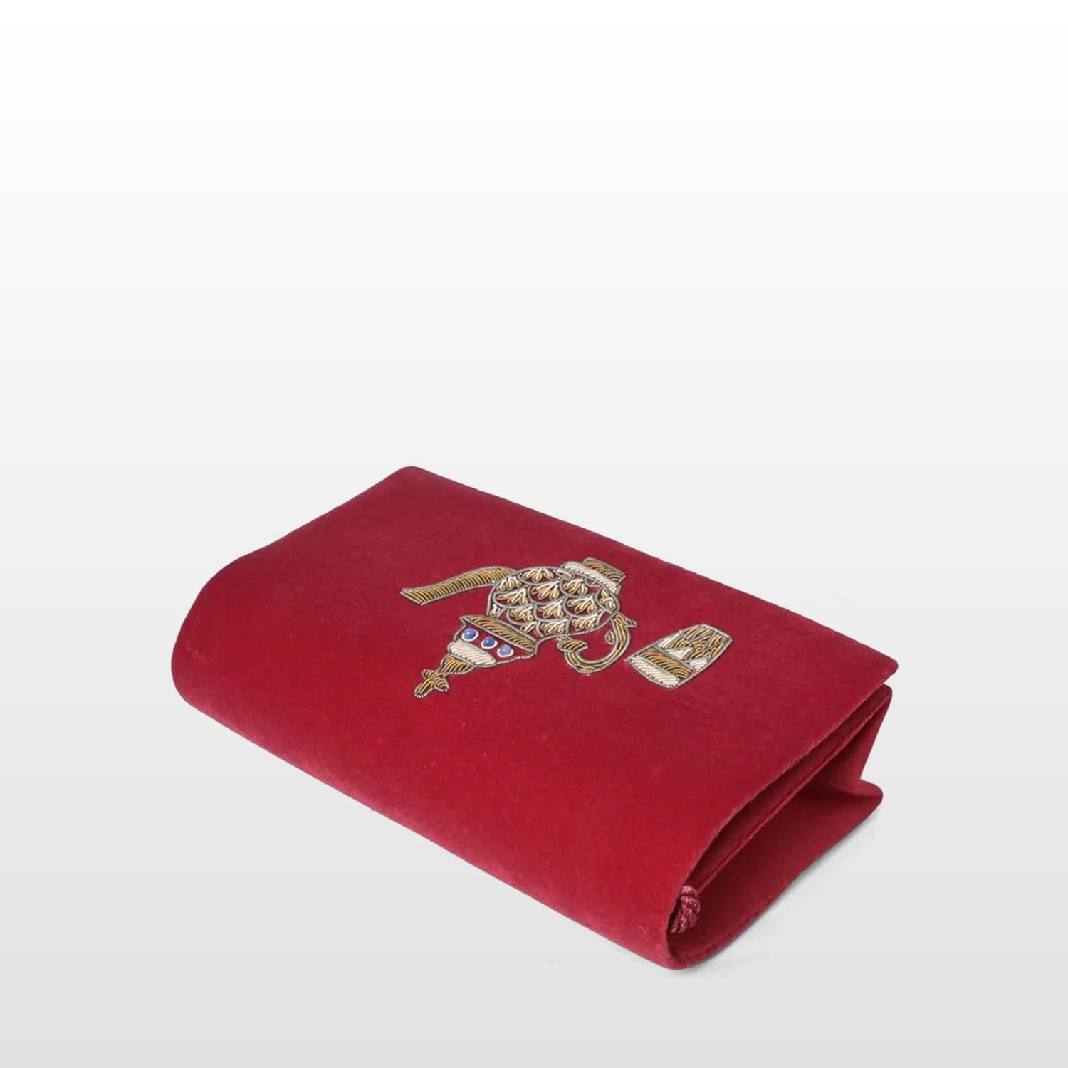 Maroon Velvet Handmade Crossbody Bag, Embellished with Embroidery Pattern