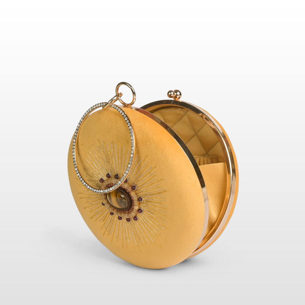 Celestial Sun Velvet Evening Clutch
