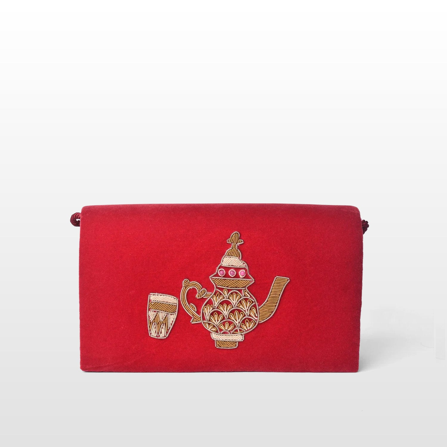 Velvet Handmade Crossbody Bag, Embellished with Embroidery