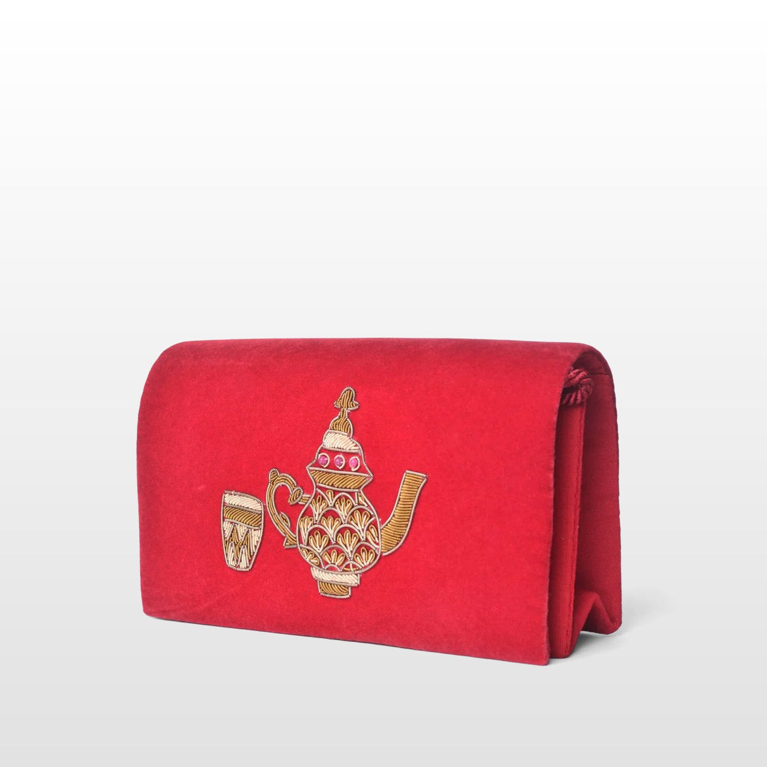 Velvet Handmade Crossbody Bag, Embellished with Embroidery