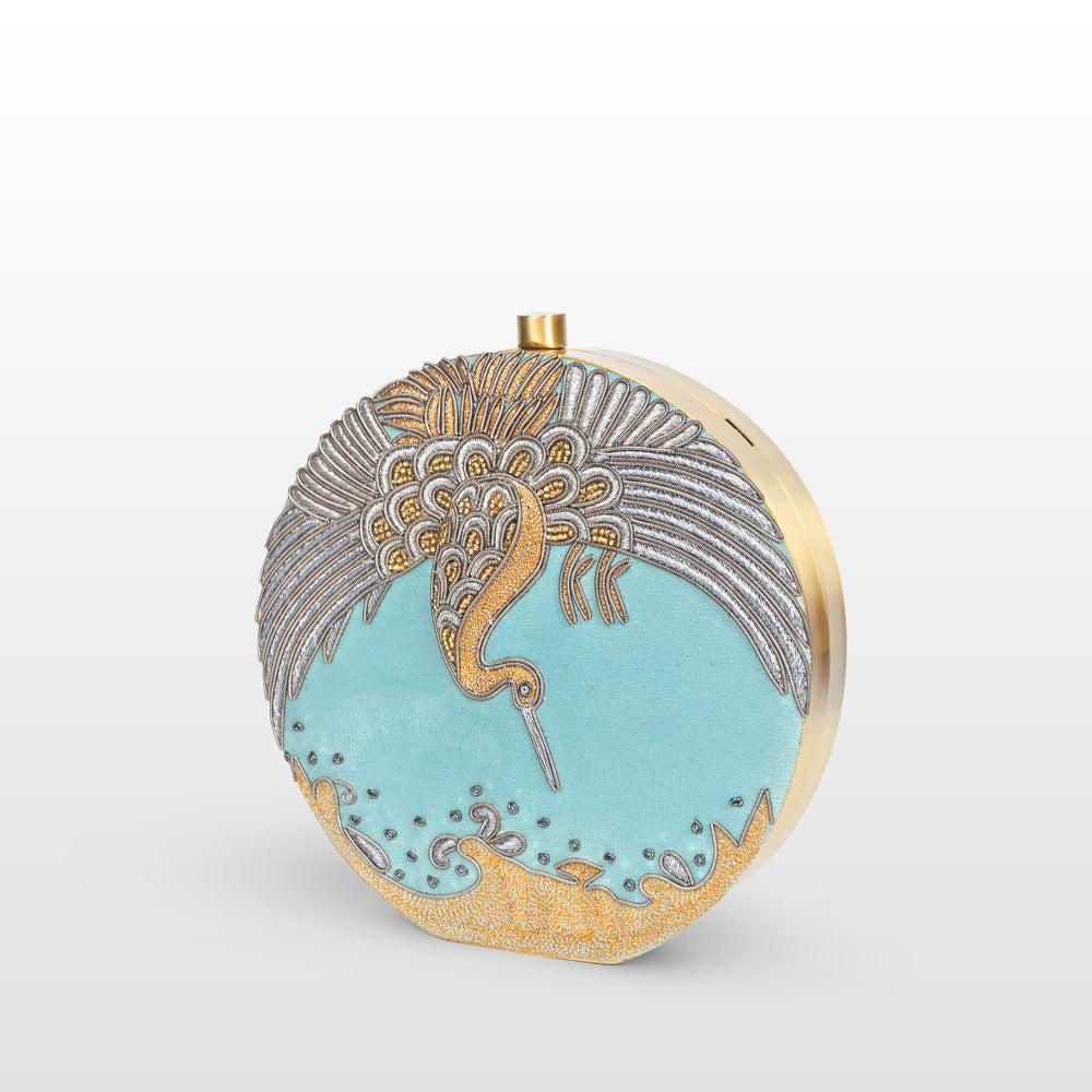 Opulent Green Swan Clutch
