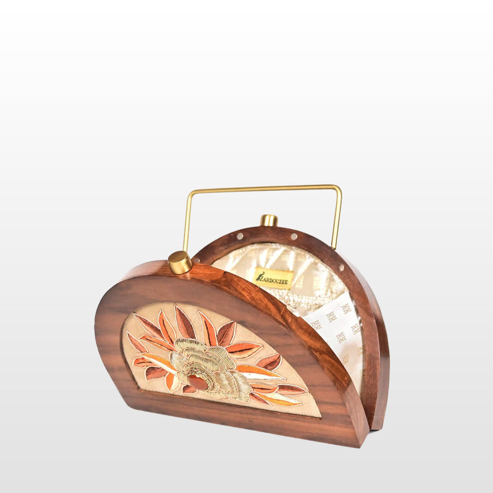 Hand-Embroidered Classic Wooden Handbag