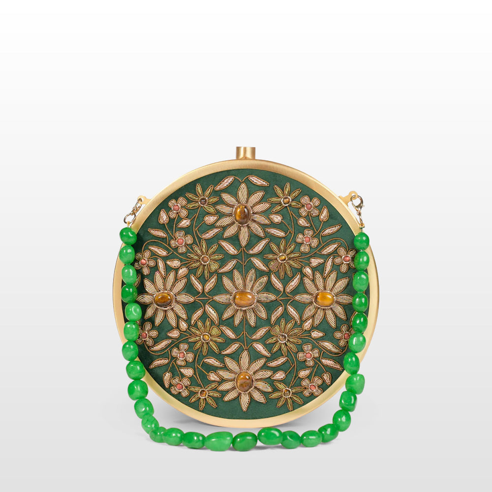 Mehrunisa – Regal Zardosi Round Clutch