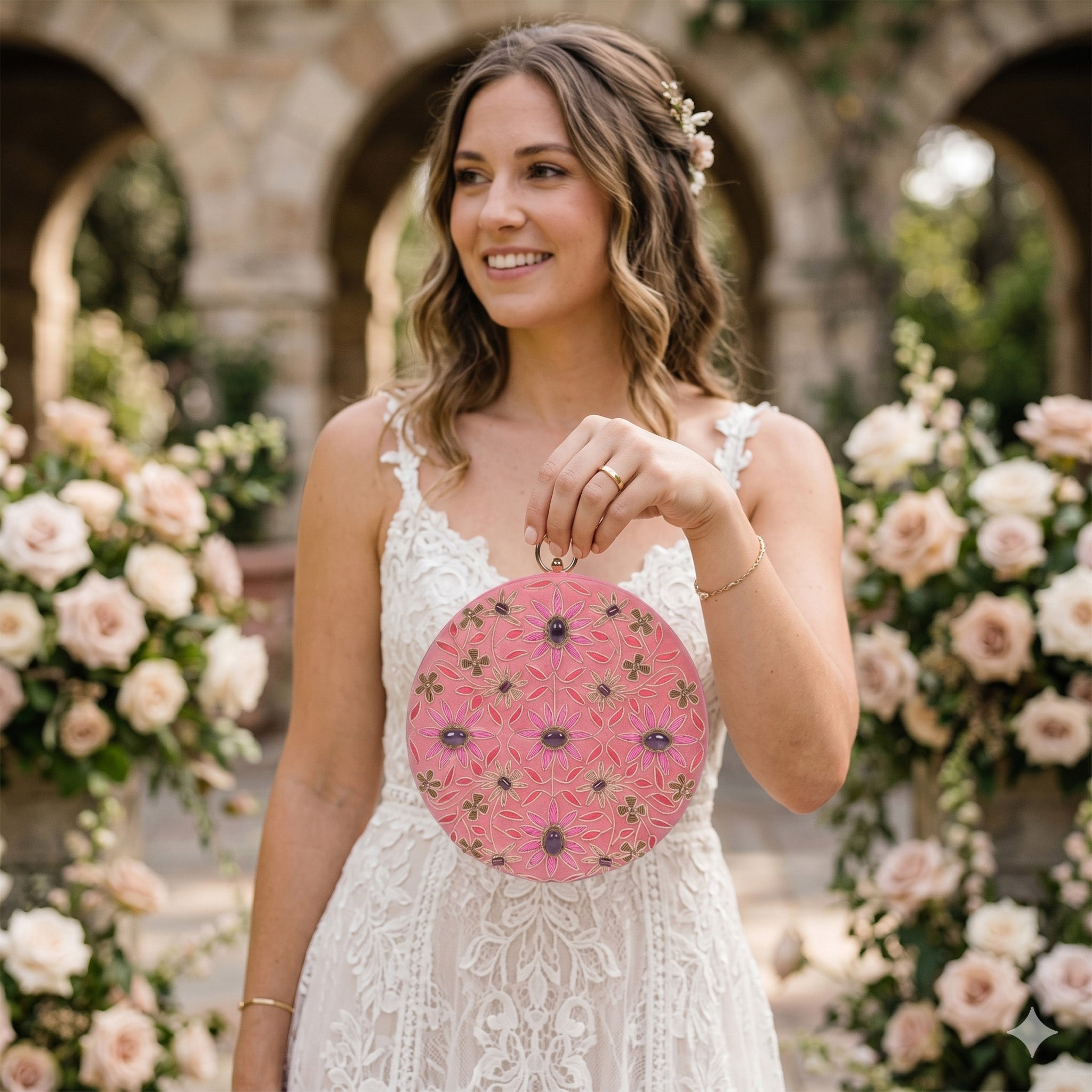 Regal Bloom Round Clutch