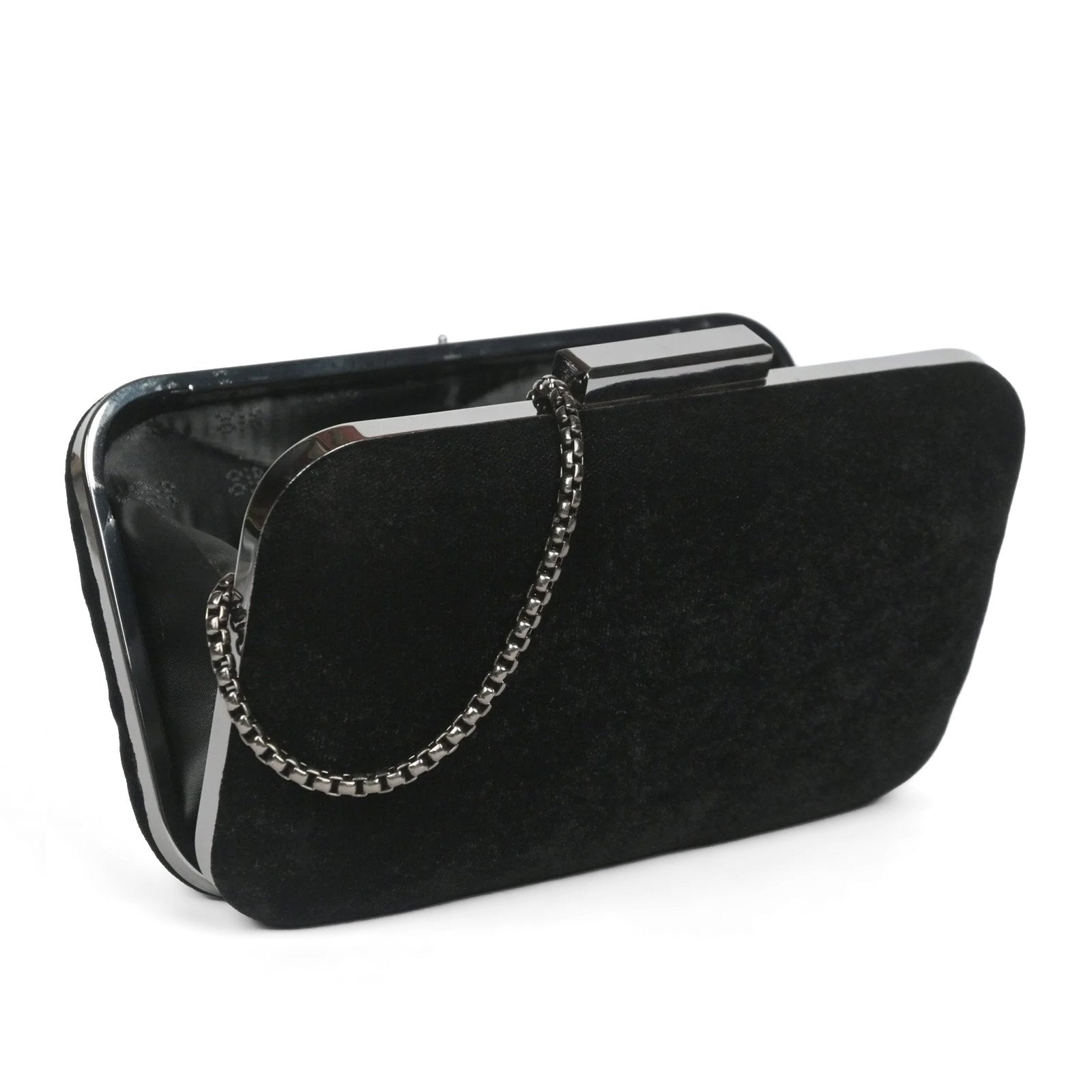 "Handmade Black Velvet Clutch: Zardosi Elegance with Agate & Labradorite Gemstones" image 5