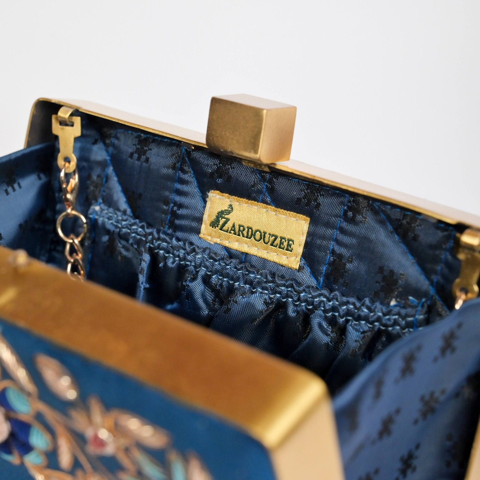 Neel Kamal – Ink Blue Zardosi Gemstone Clutch image 3