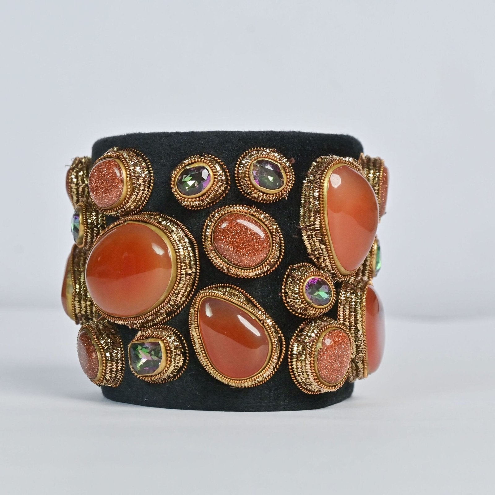 Noir Luxe Velvet Gem Zardosi Spark Hand Bracelet image 2