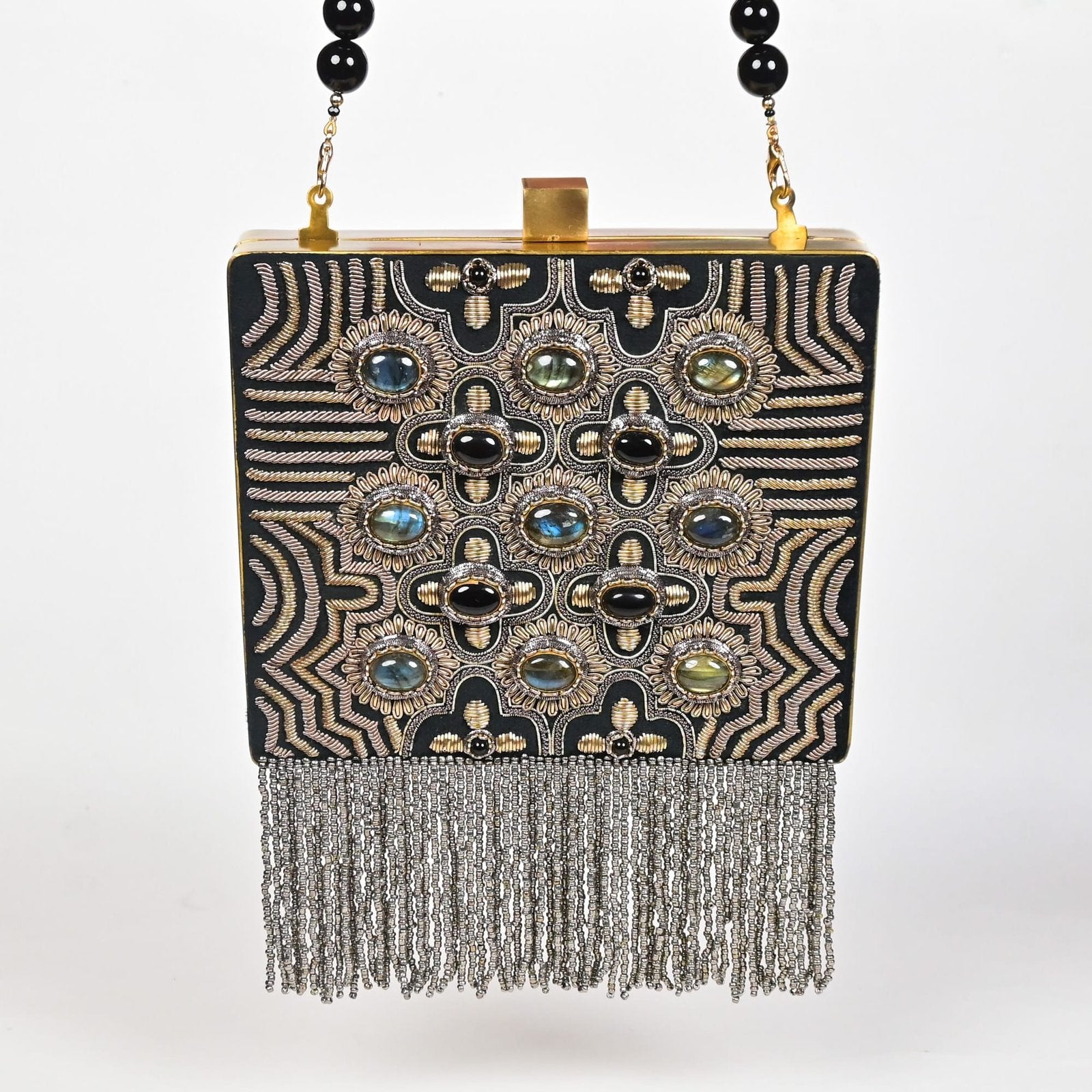 Nooré Zardosi Regal Square Clutch - Black image