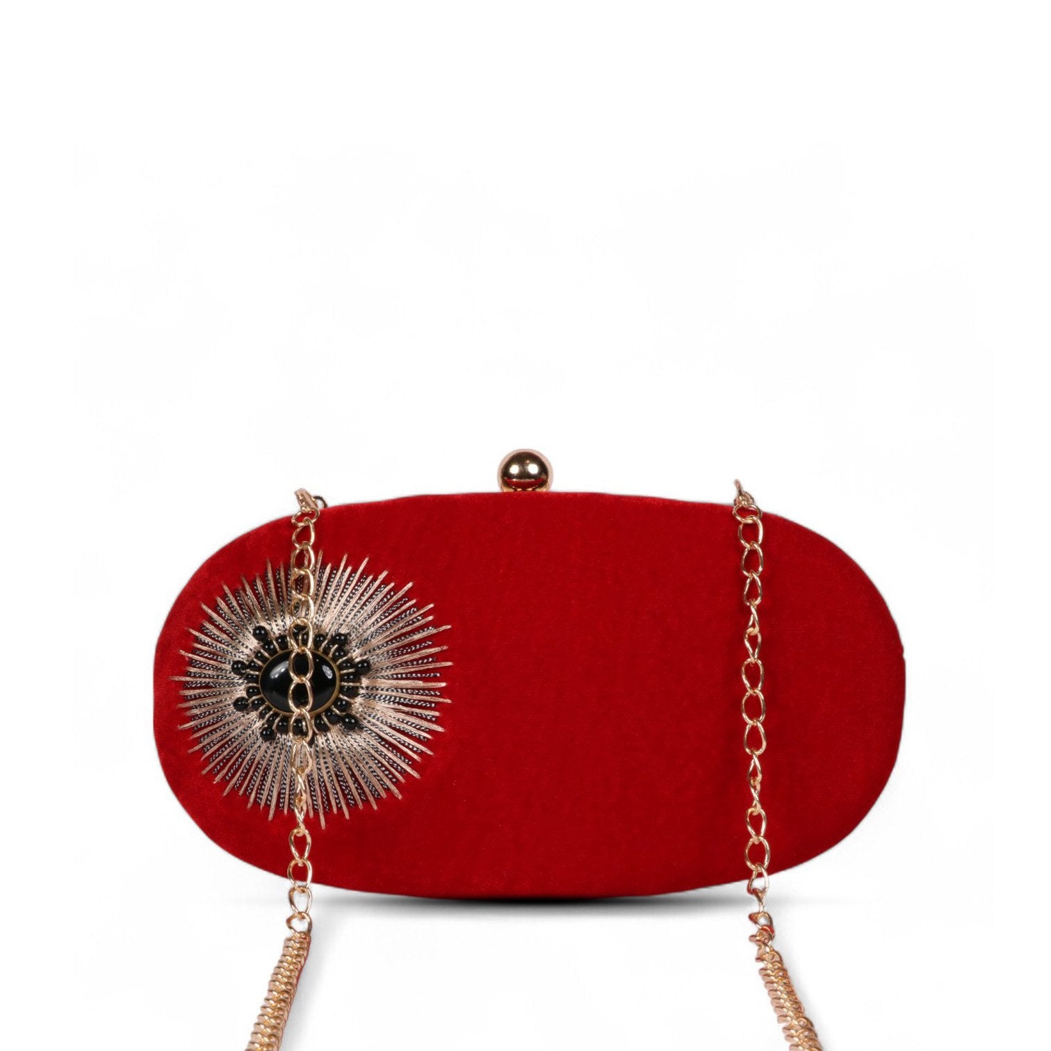 Siyah Noor – Royal Embroidered Velvet Clutch - Red image