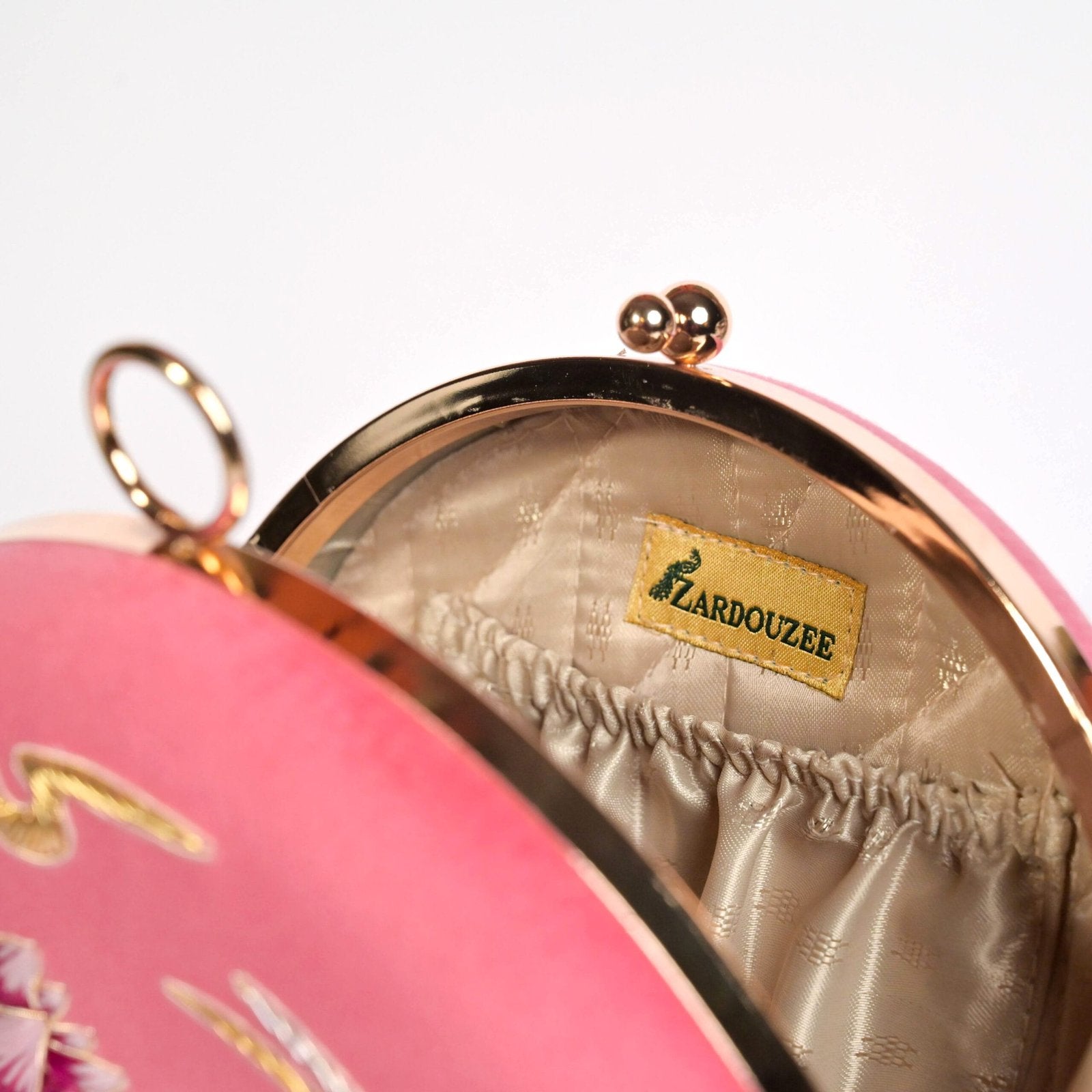 Gulbahar – Powder Pink Zardosi Round Clutch image 3