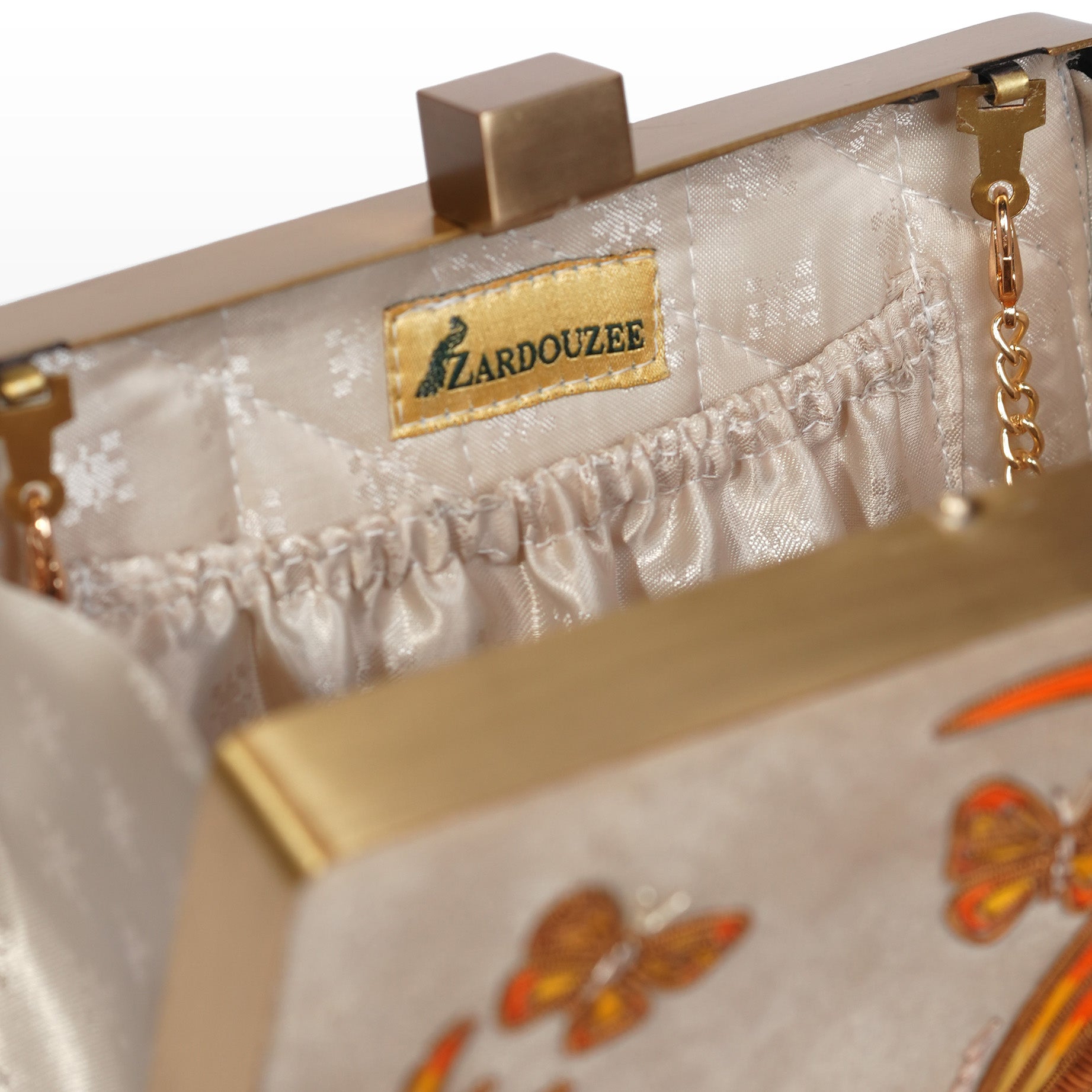 Hand-Embroidered Butterfly Velvet Clutch