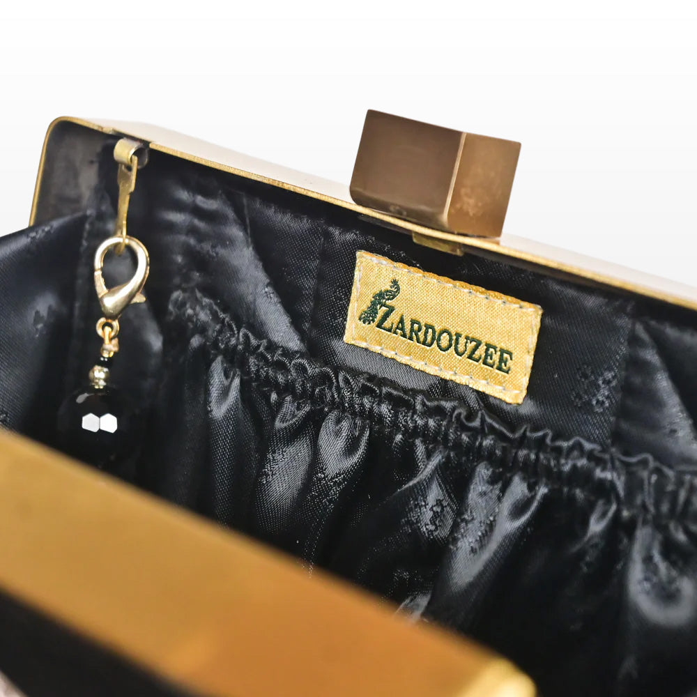 Hand-Embroidered Butterfly Velvet Clutch