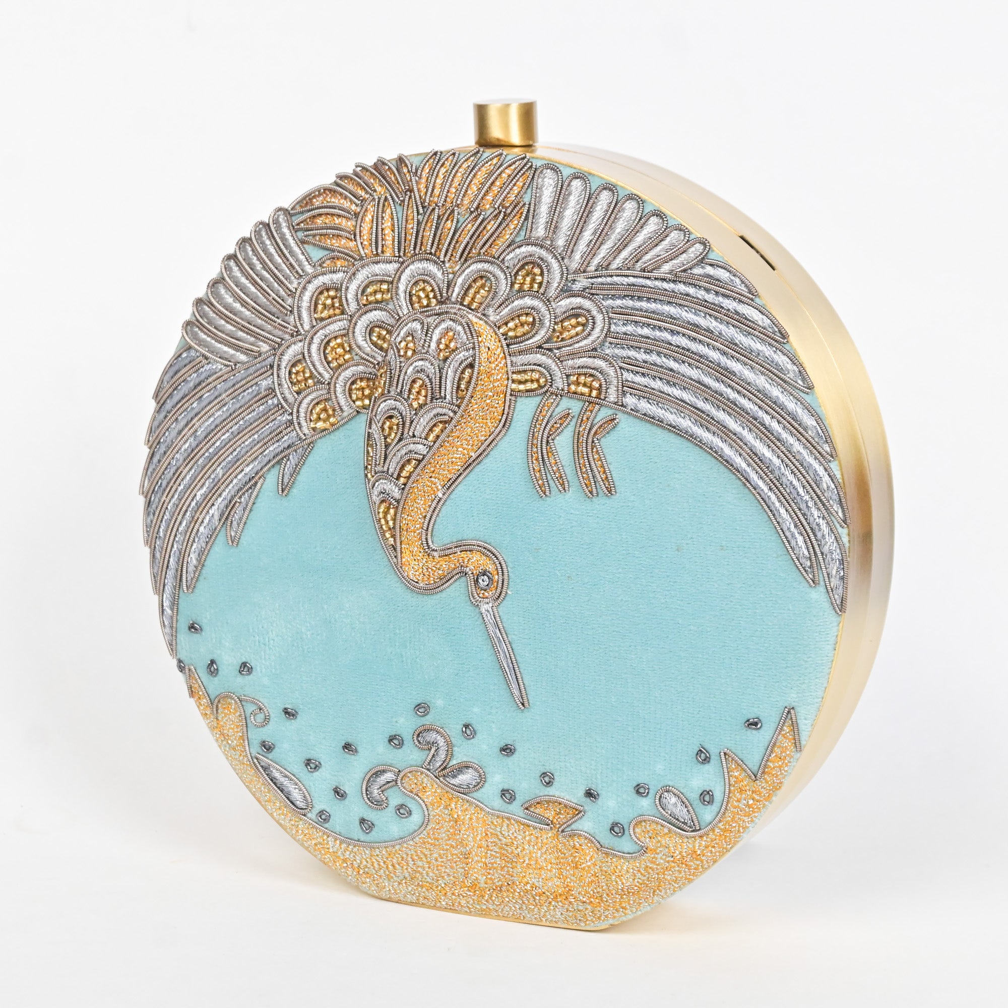 Opulent Green Swan Clutch