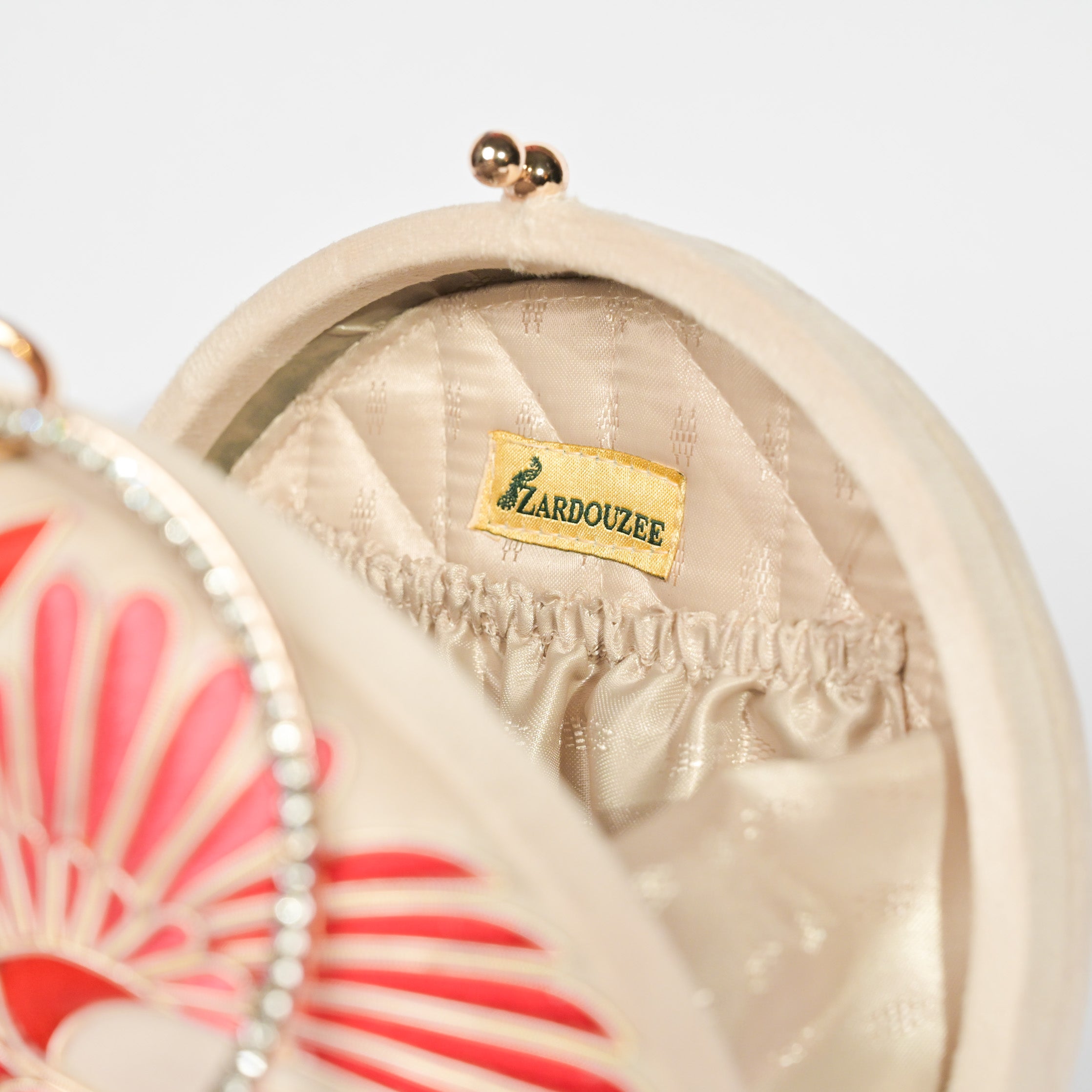 Swan Song in Noir Majesty – Round Zardosi Handbag