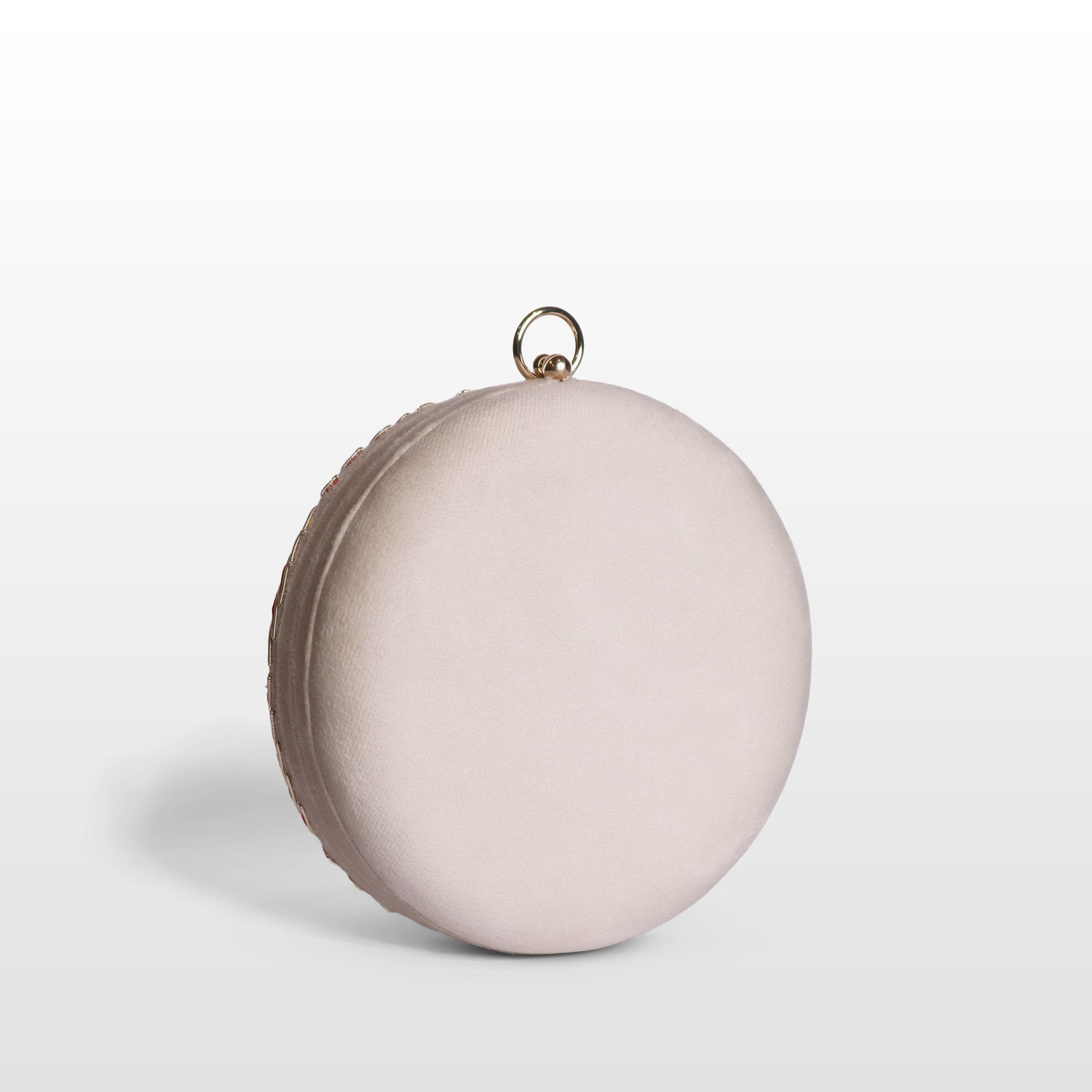 Twin Swan Embroidered Clutch on Off White Velvet