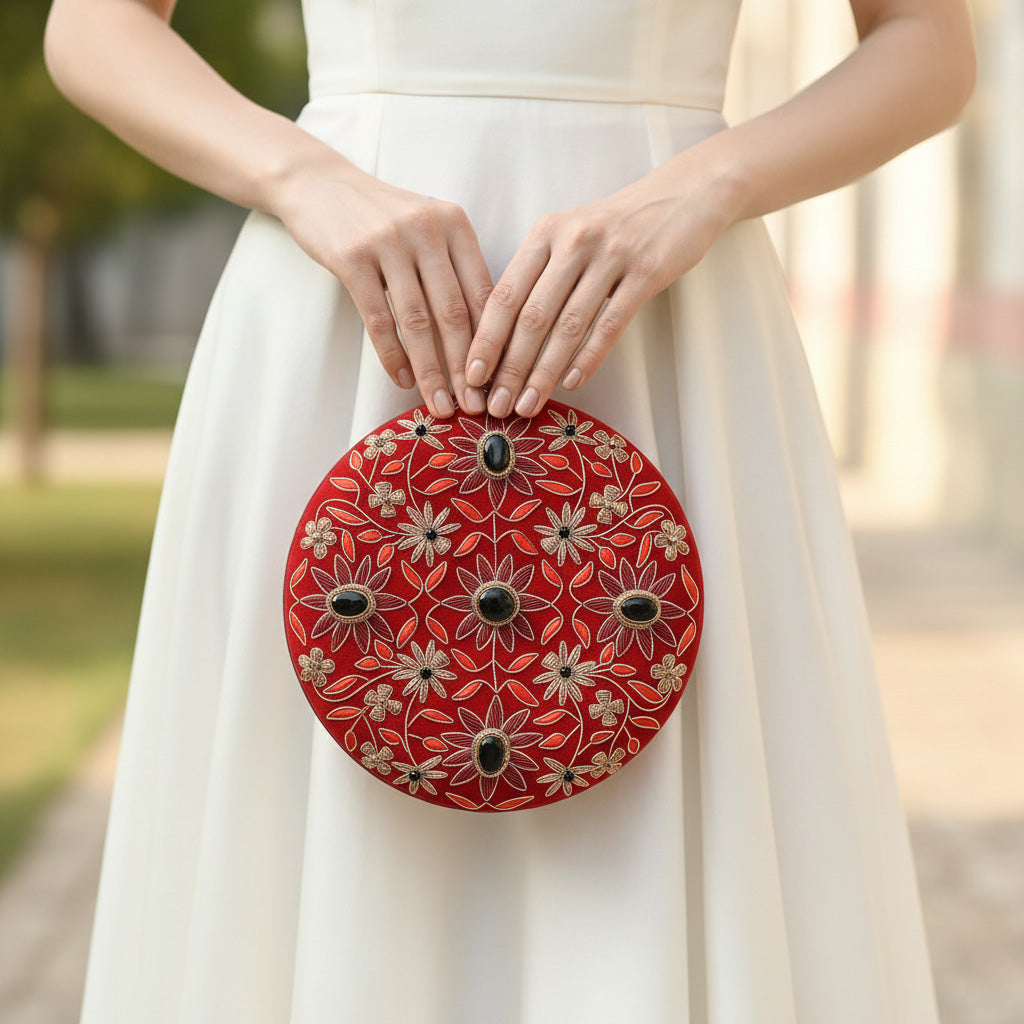 Regal Bloom Round Clutch