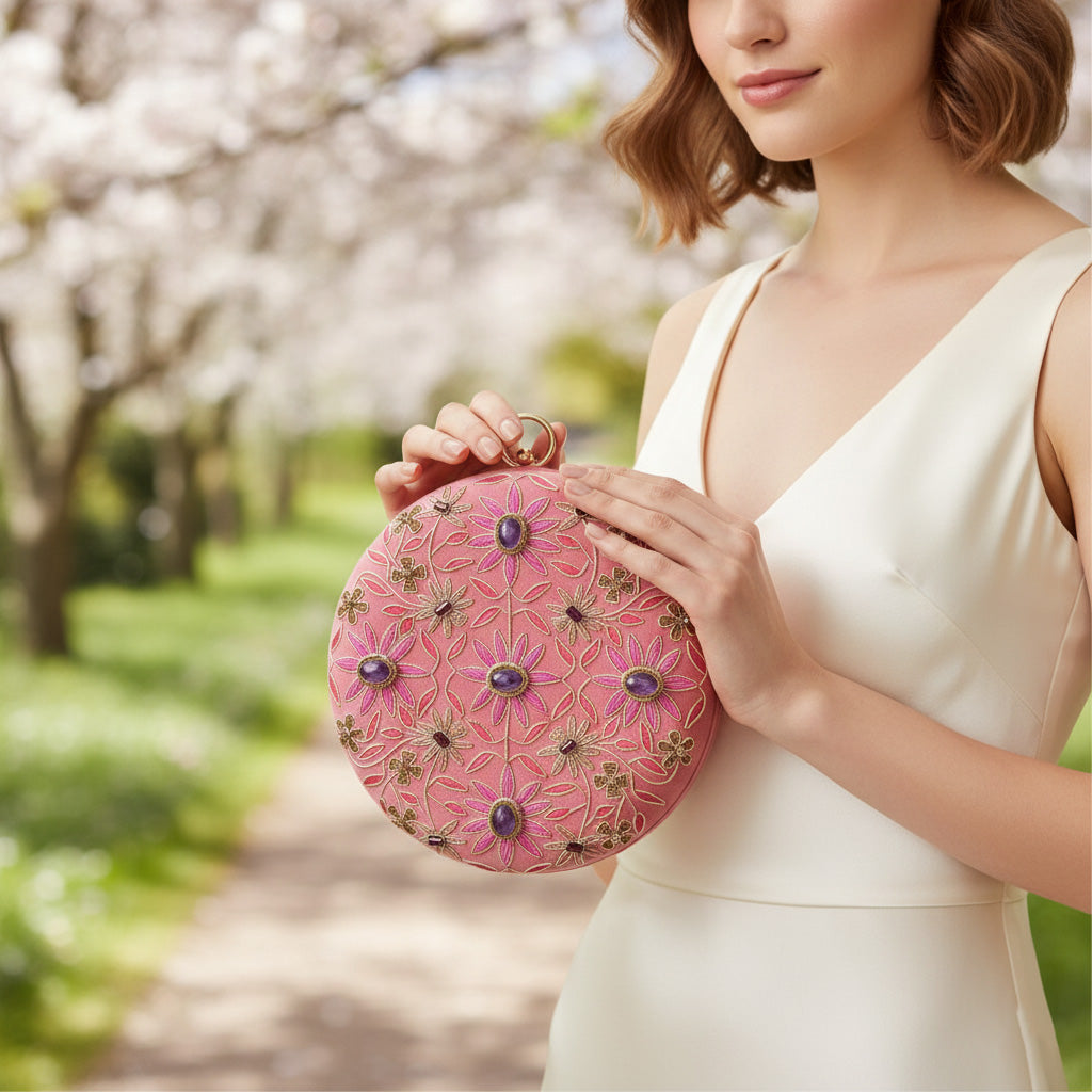 Regal Bloom Round Clutch
