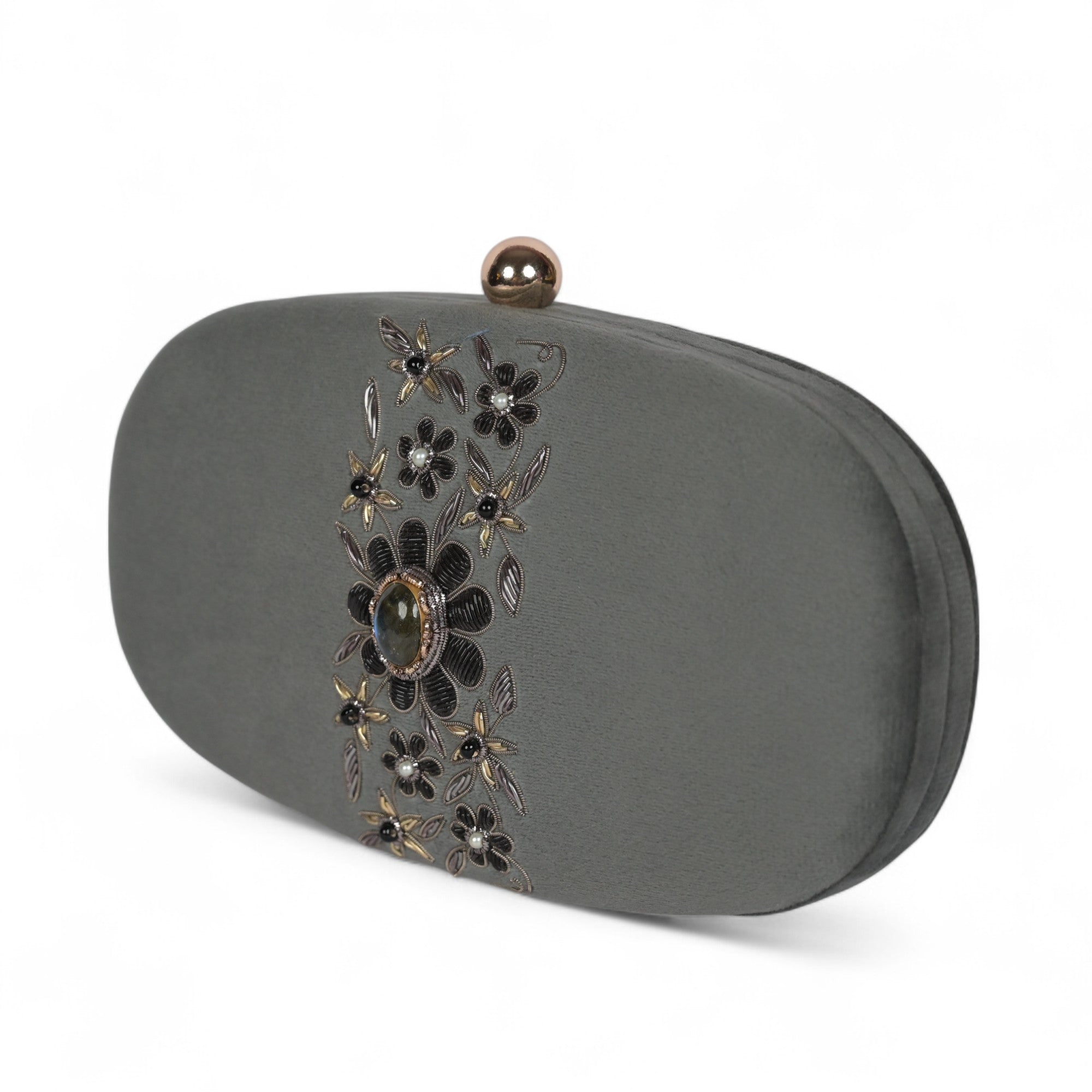 Petal Luxe Velvet Wrapped Oval Clutch