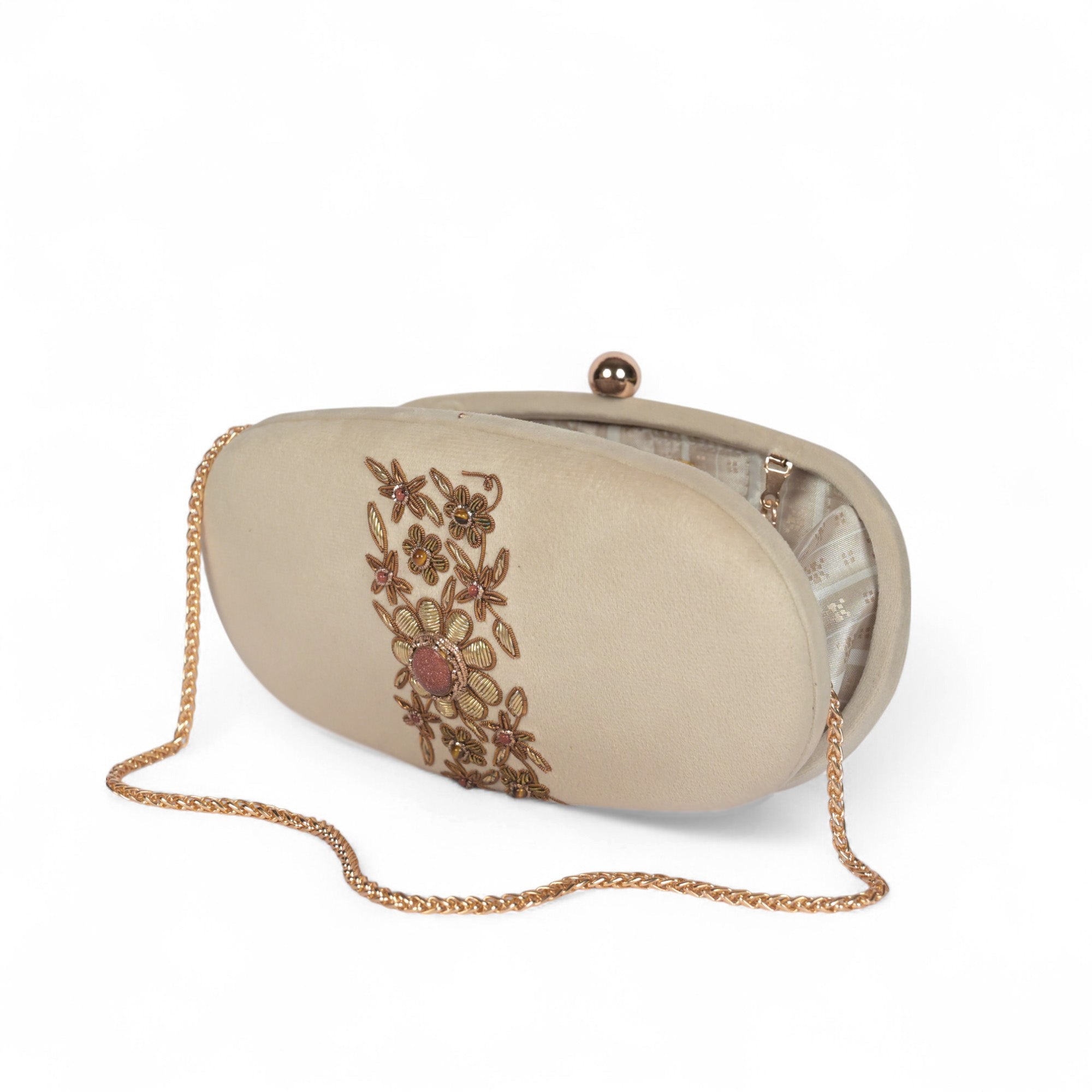 Petal Luxe Velvet Wrapped Oval Clutch