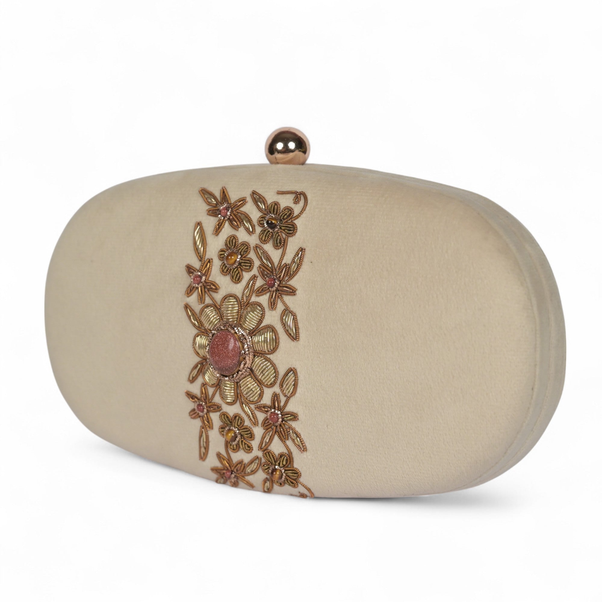 Petal Luxe Velvet Wrapped Oval Clutch