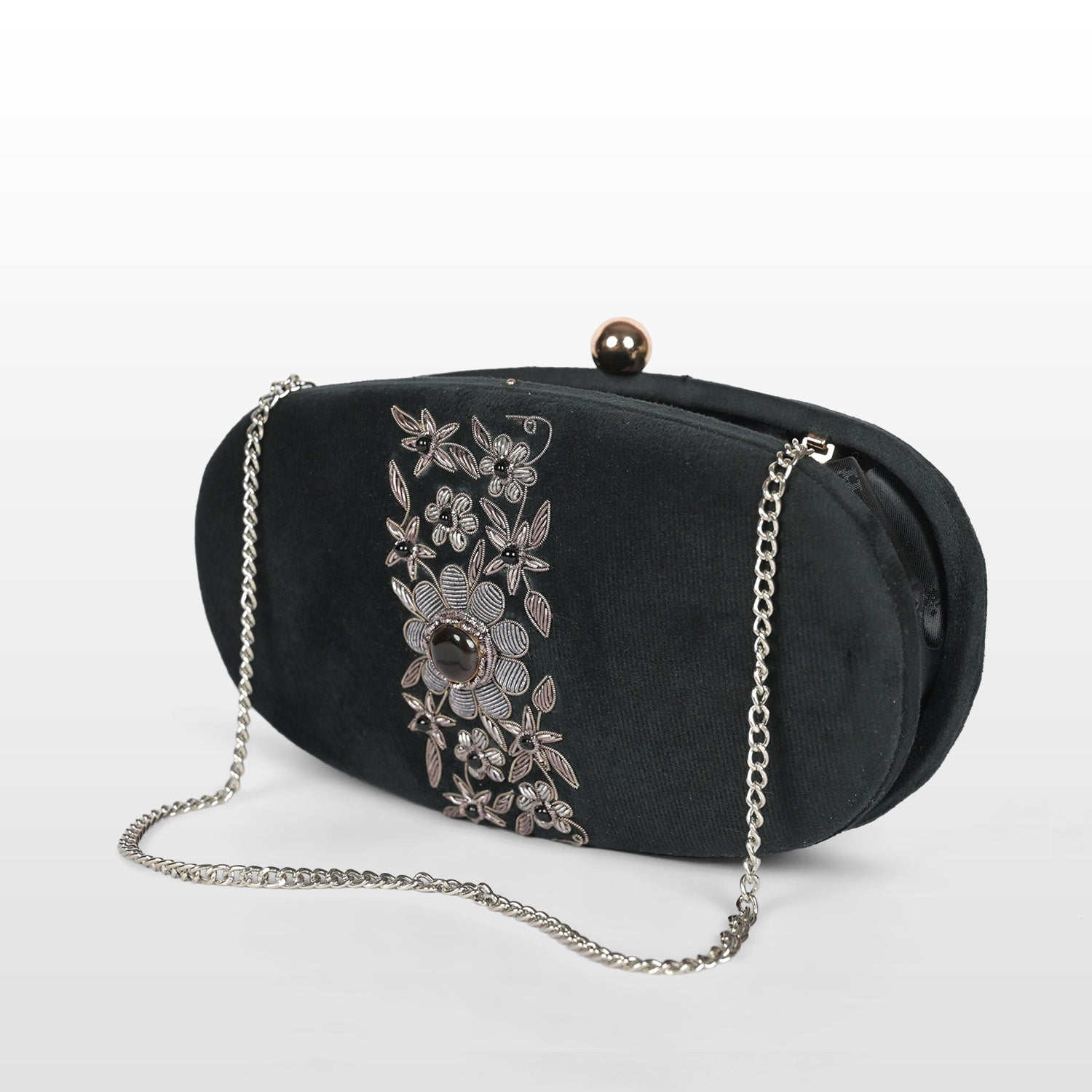Petal Luxe Velvet Wrapped Oval Clutch