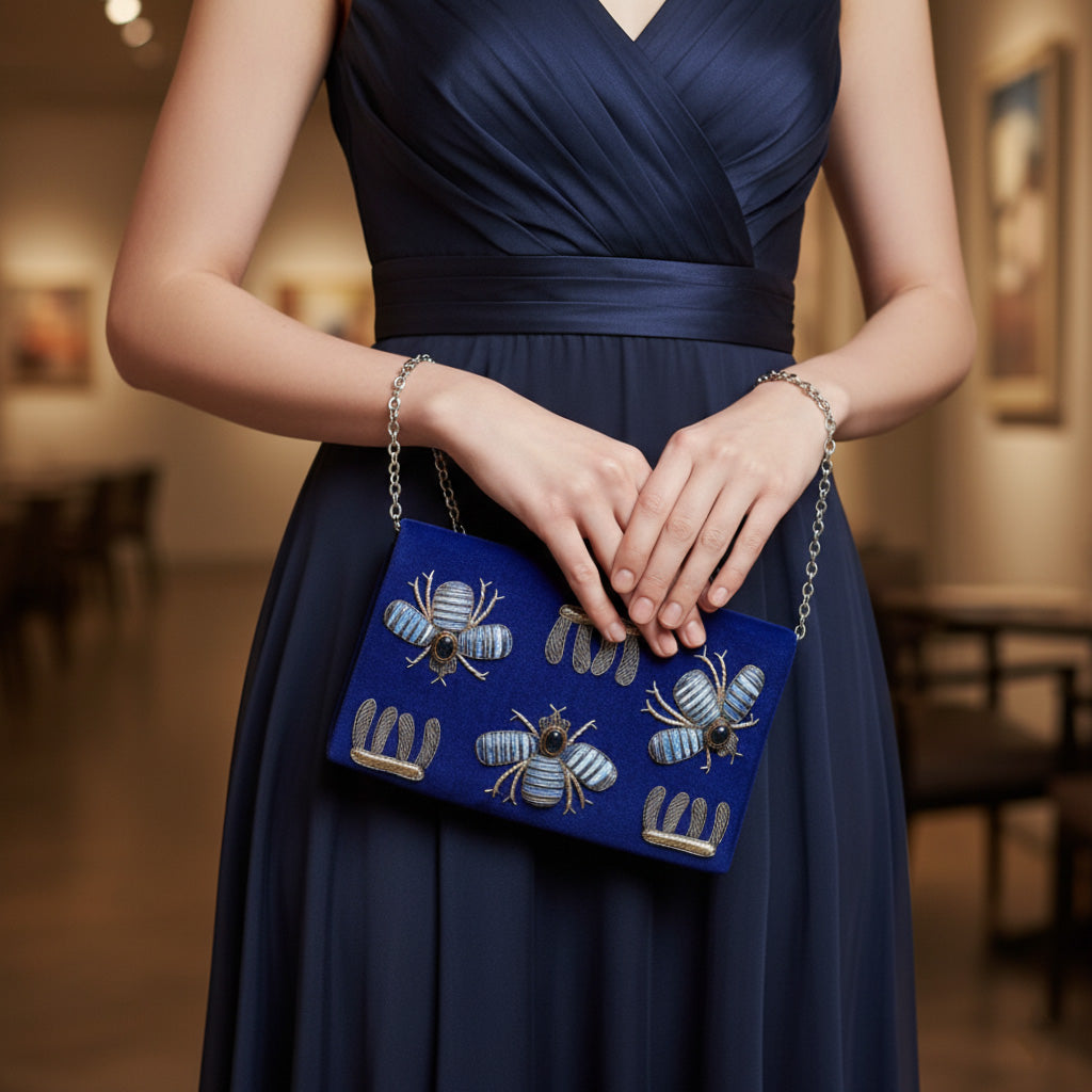 Imperial Velvet Zardozi Bug Bag