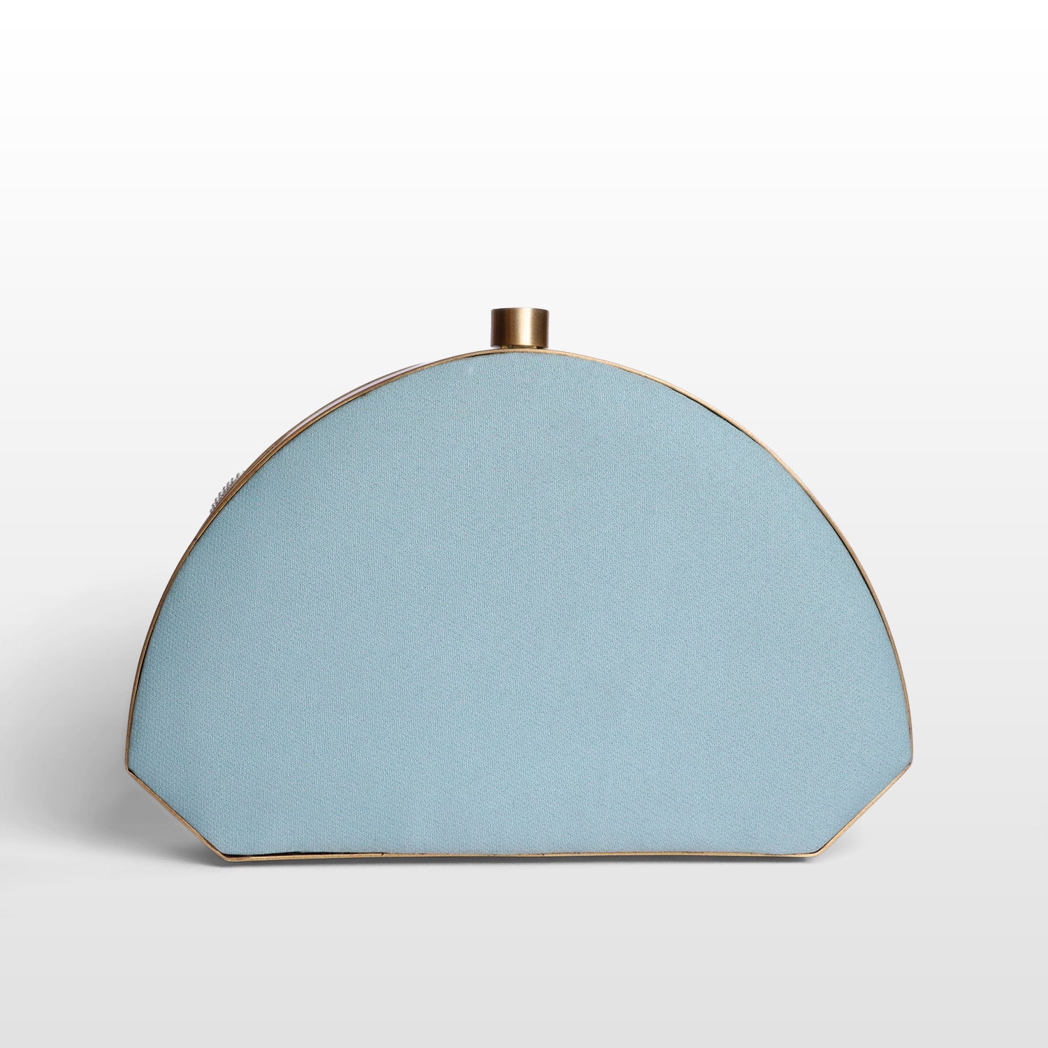 Luxury Brass-Framed Gemstone D-Shaped Velvet Clutch
